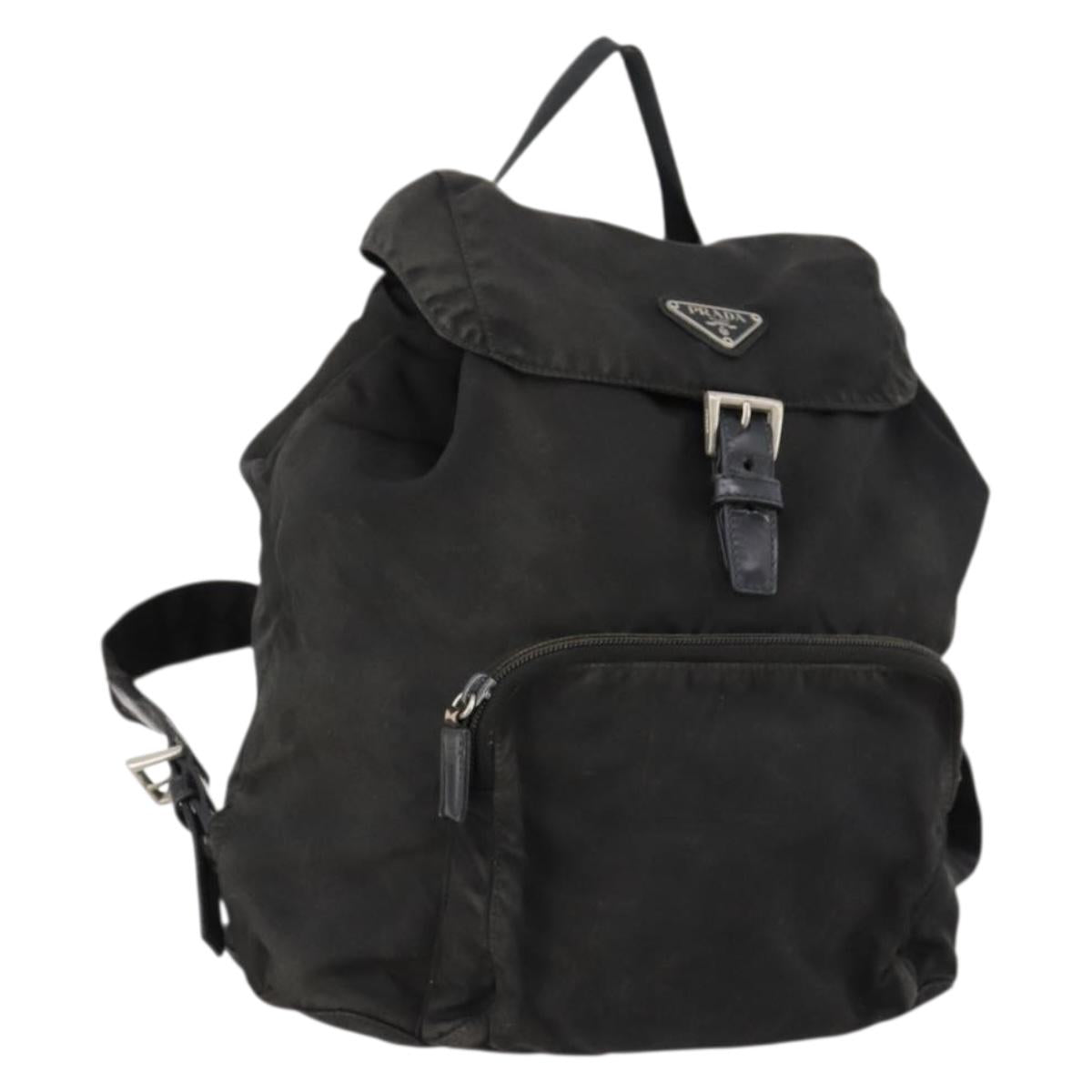 PRADA Backpack Nylon Black Silver Auth 172260