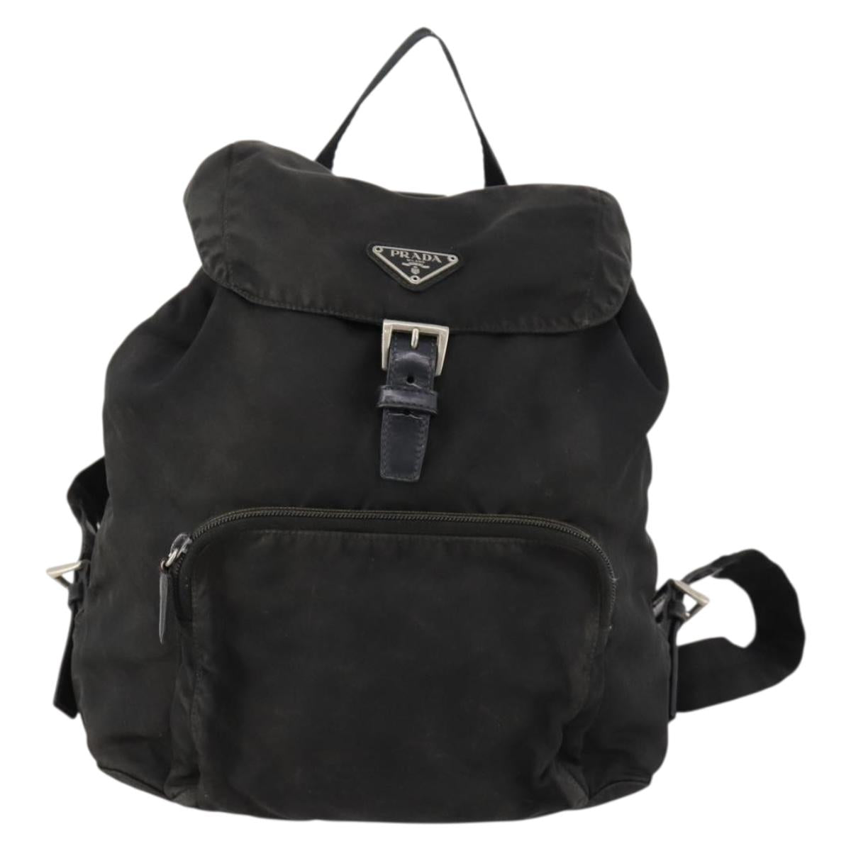 PRADA Backpack Nylon Black Silver Auth 172260