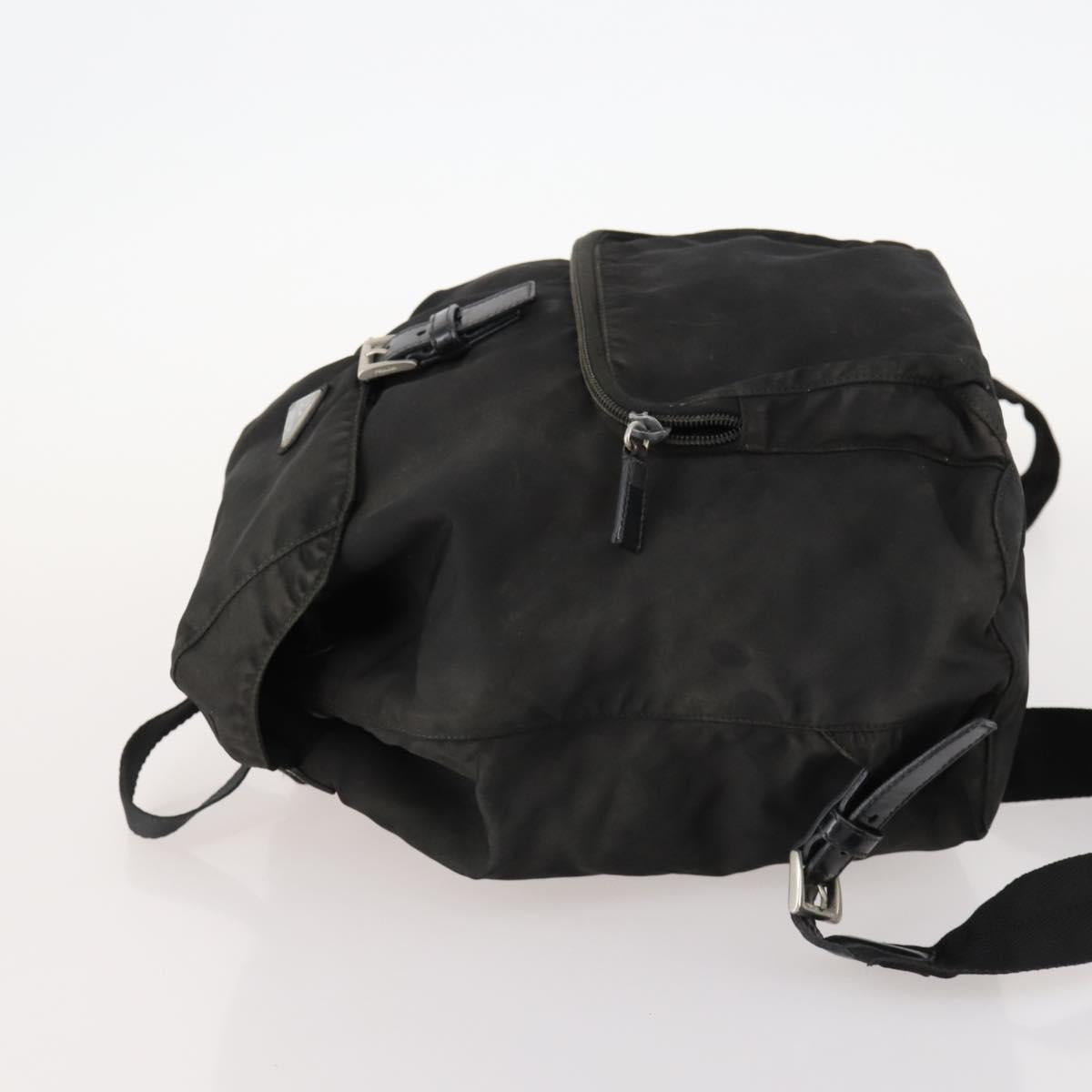 PRADA Backpack Nylon Black Silver Auth 172260