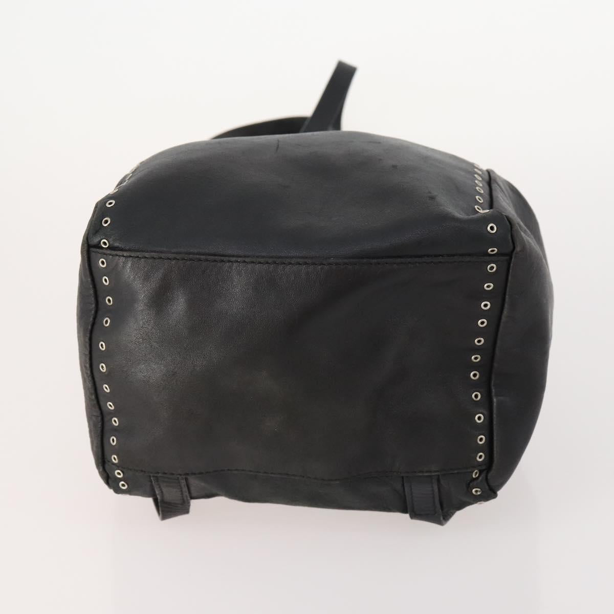 PRADA Backpack Leather Black Silver Auth 172261