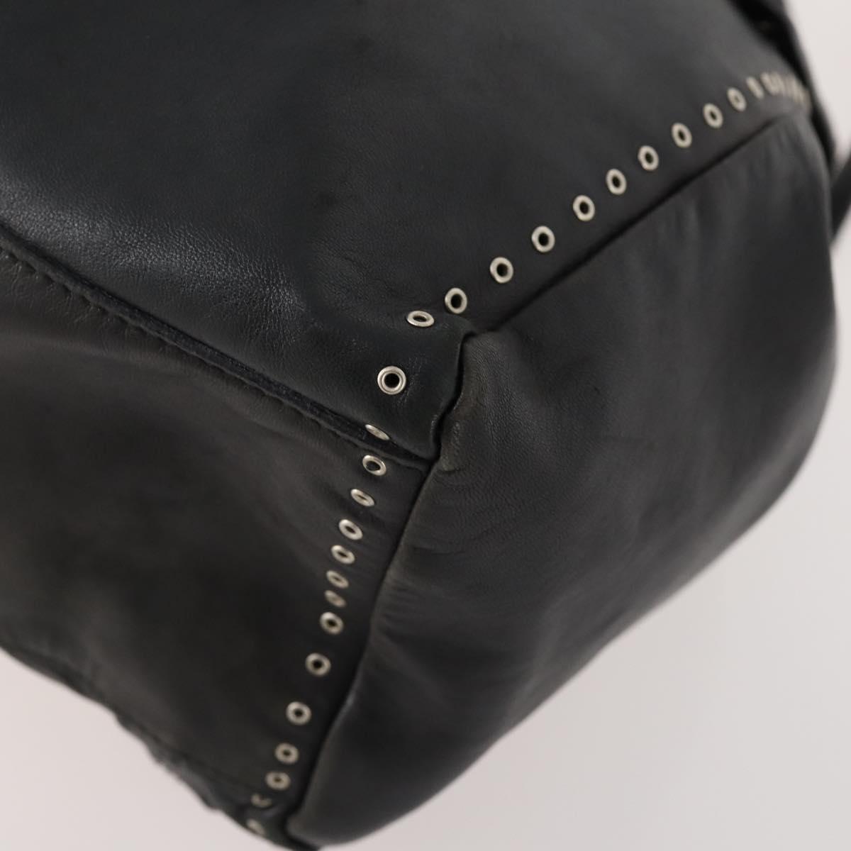 PRADA Backpack Leather Black Silver Auth 172261