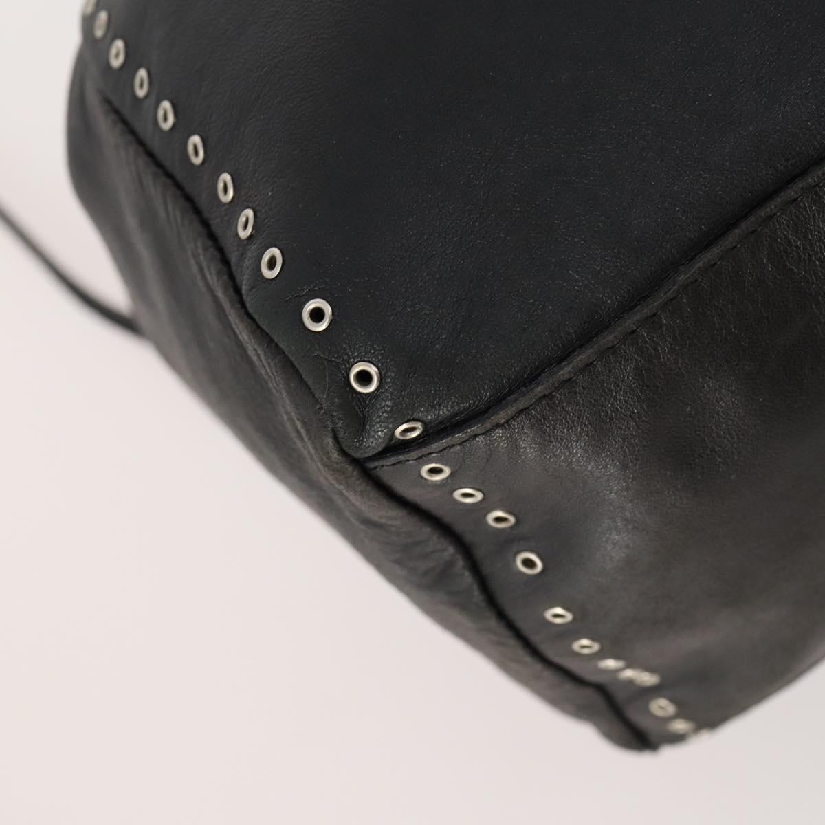 PRADA Backpack Leather Black Silver Auth 172261