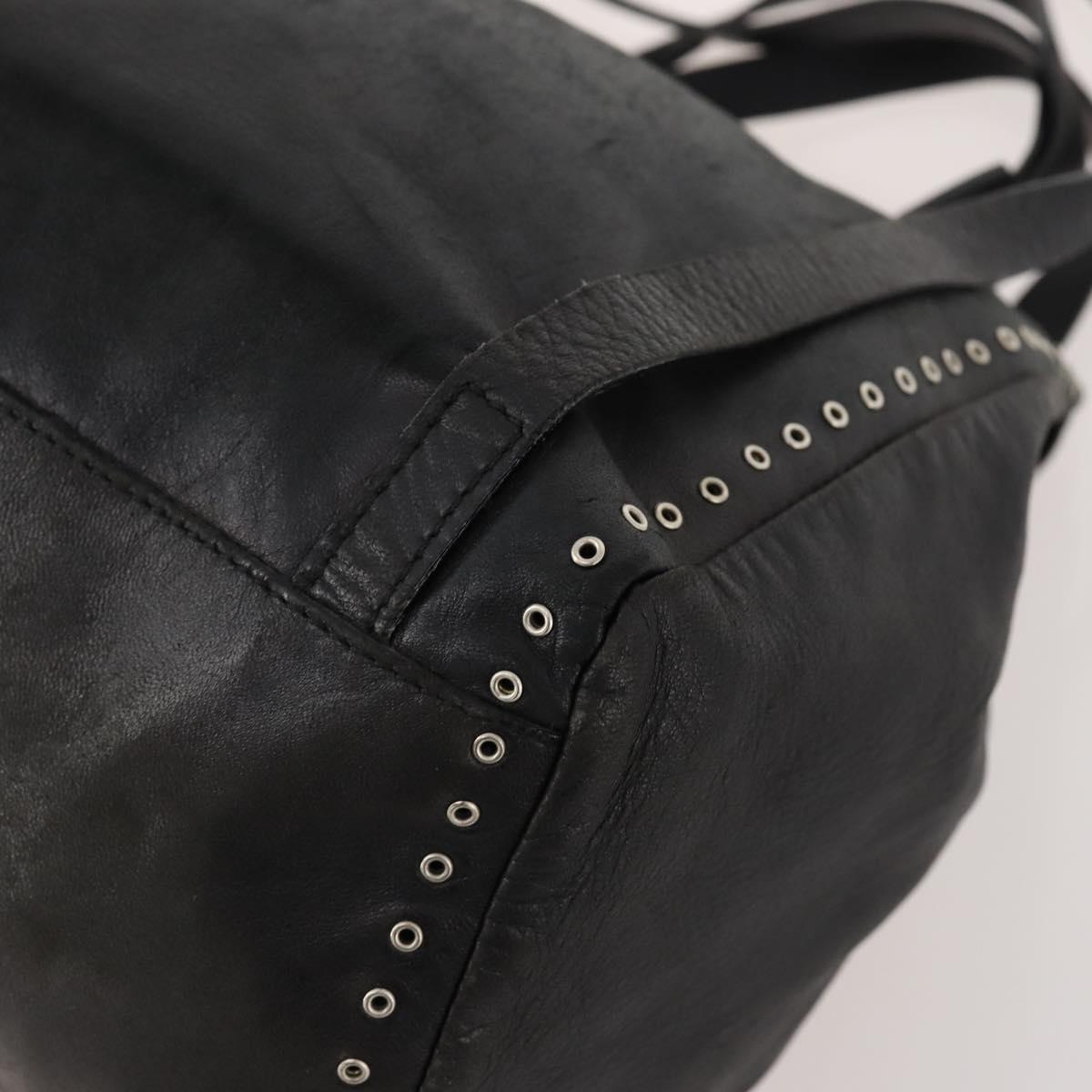 PRADA Backpack Leather Black Silver Auth 172261