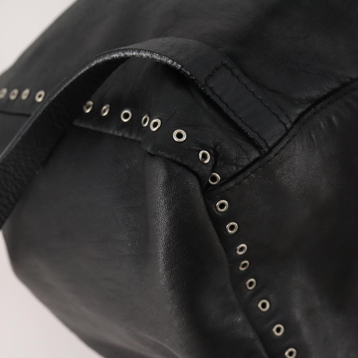 PRADA Backpack Leather Black Silver Auth 172261