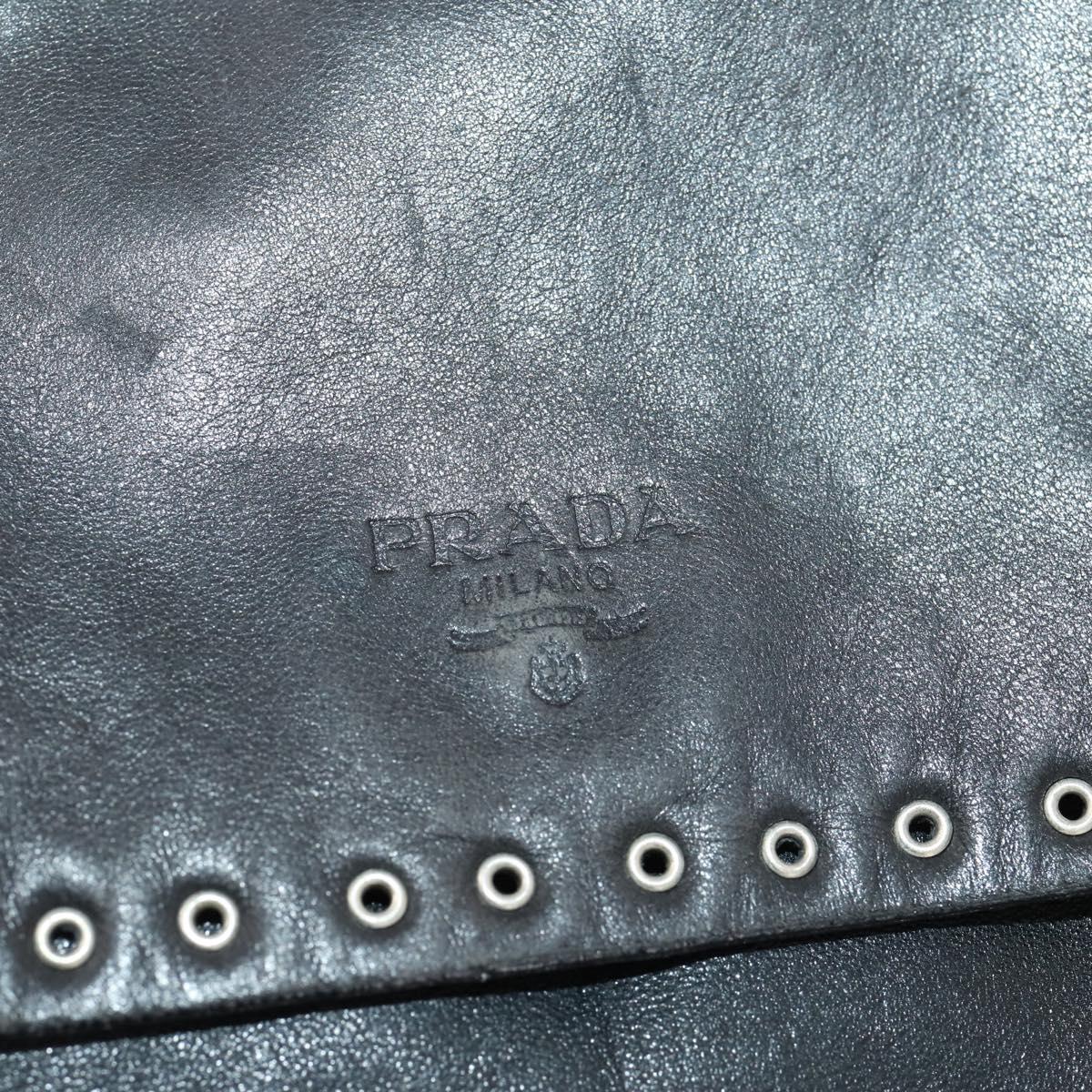 PRADA Backpack Leather Black Silver Auth 172261