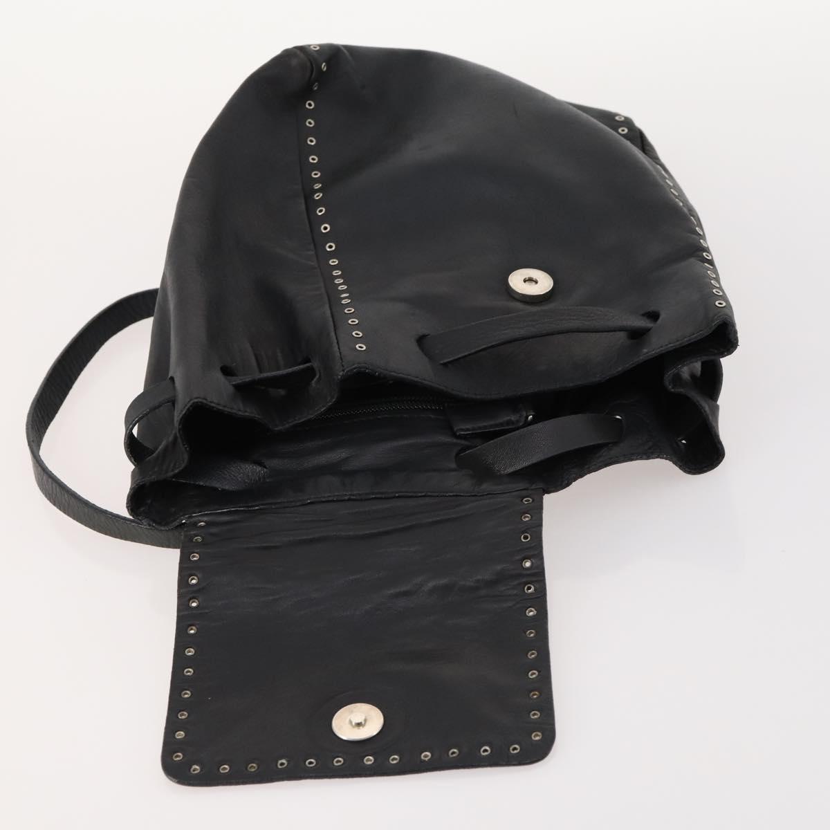 PRADA Backpack Leather Black Silver Auth 172261
