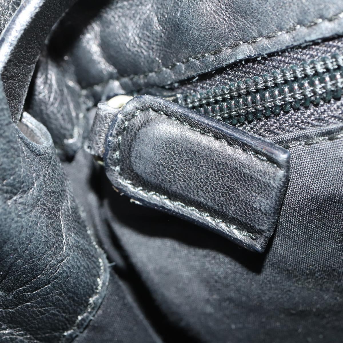 PRADA Backpack Leather Black Silver Auth 172261