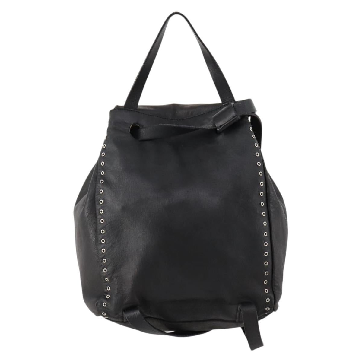 PRADA Backpack Leather Black Silver Auth 172261