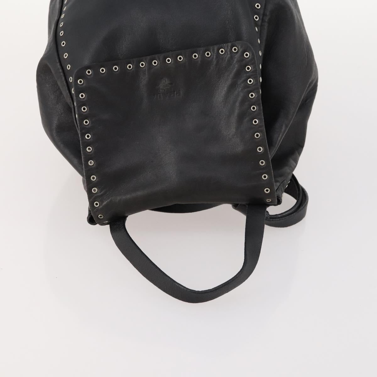 PRADA Backpack Leather Black Silver Auth 172261