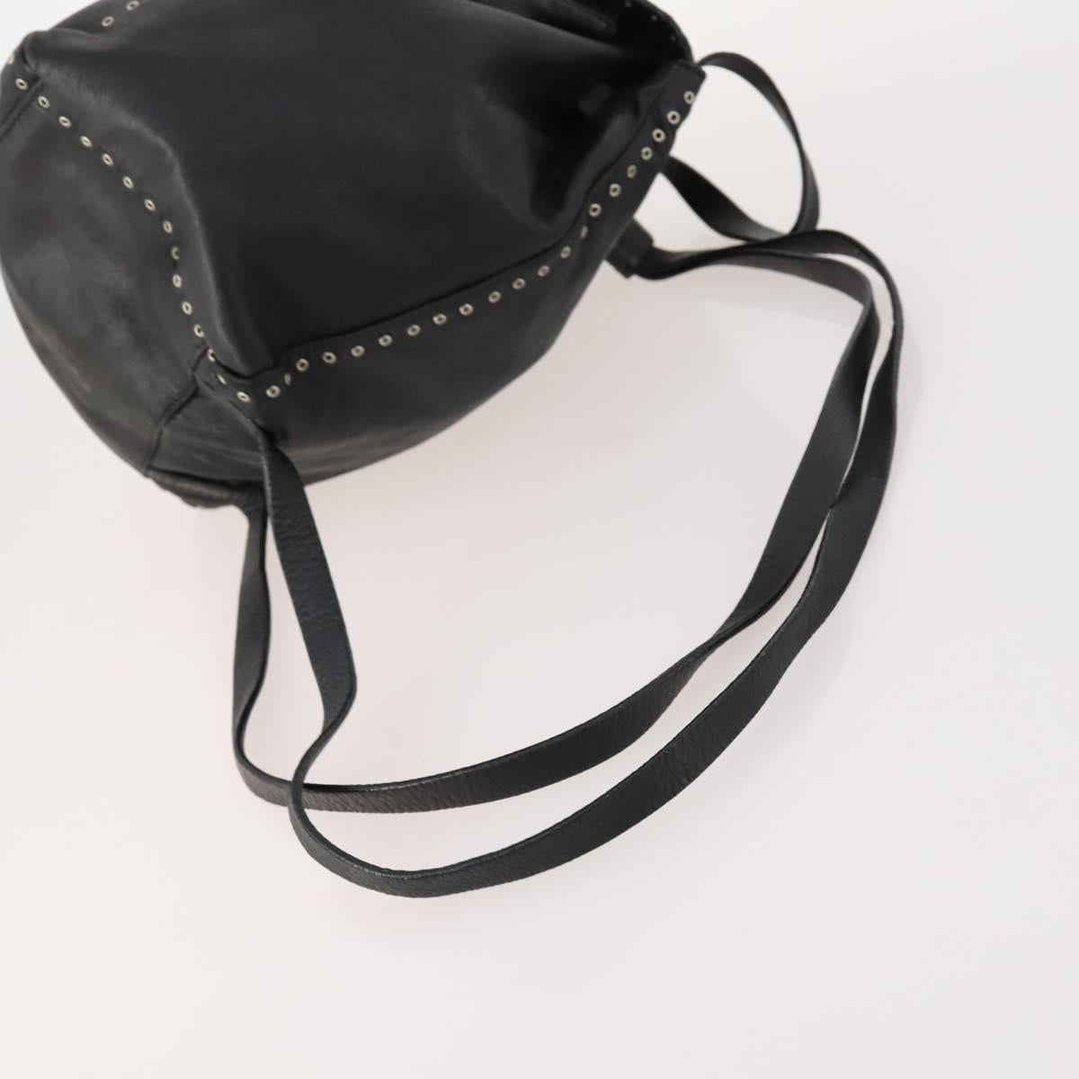 PRADA Backpack Leather Black Silver Auth 172261