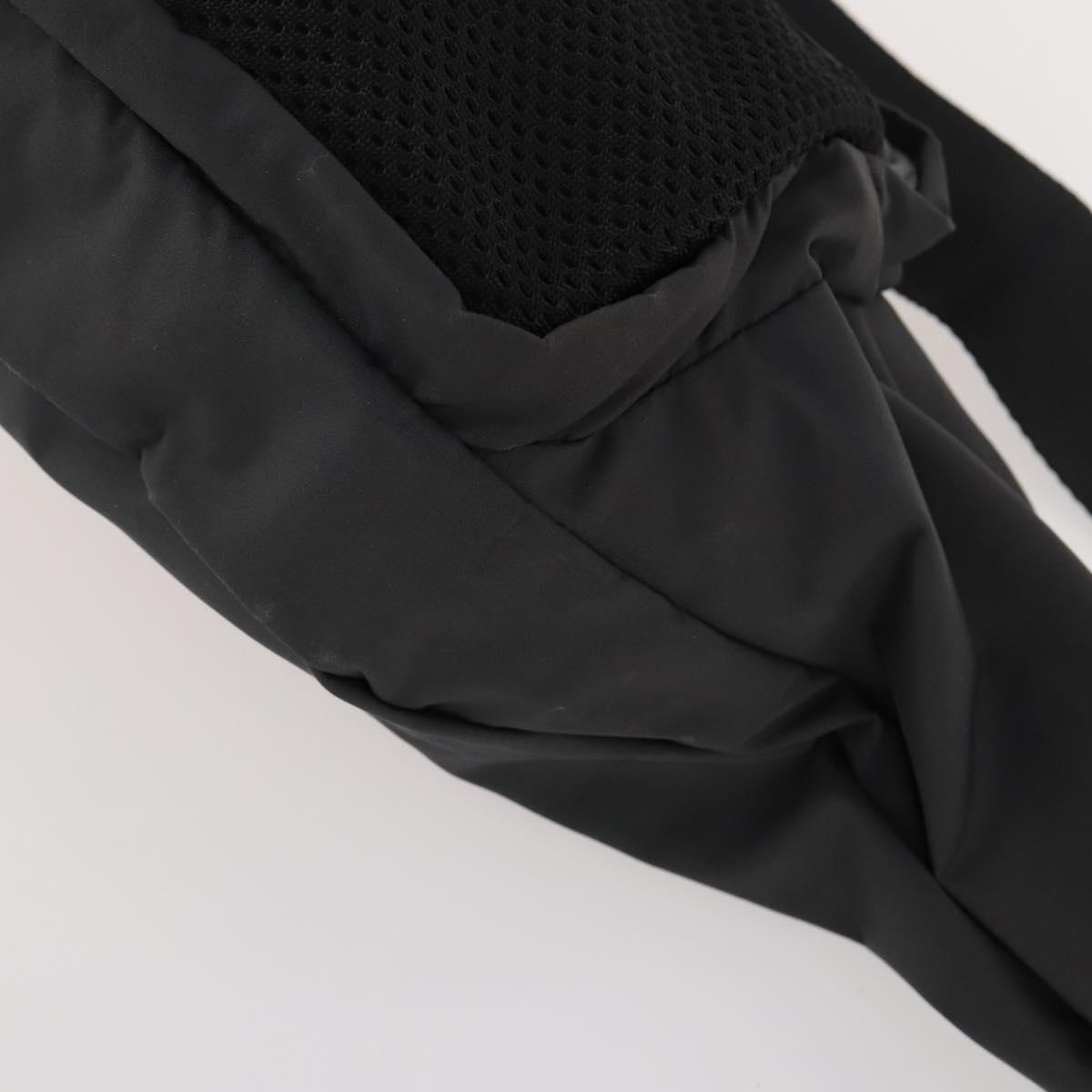 PRADA Sports Body Bag Nylon Black Silver Auth 172262