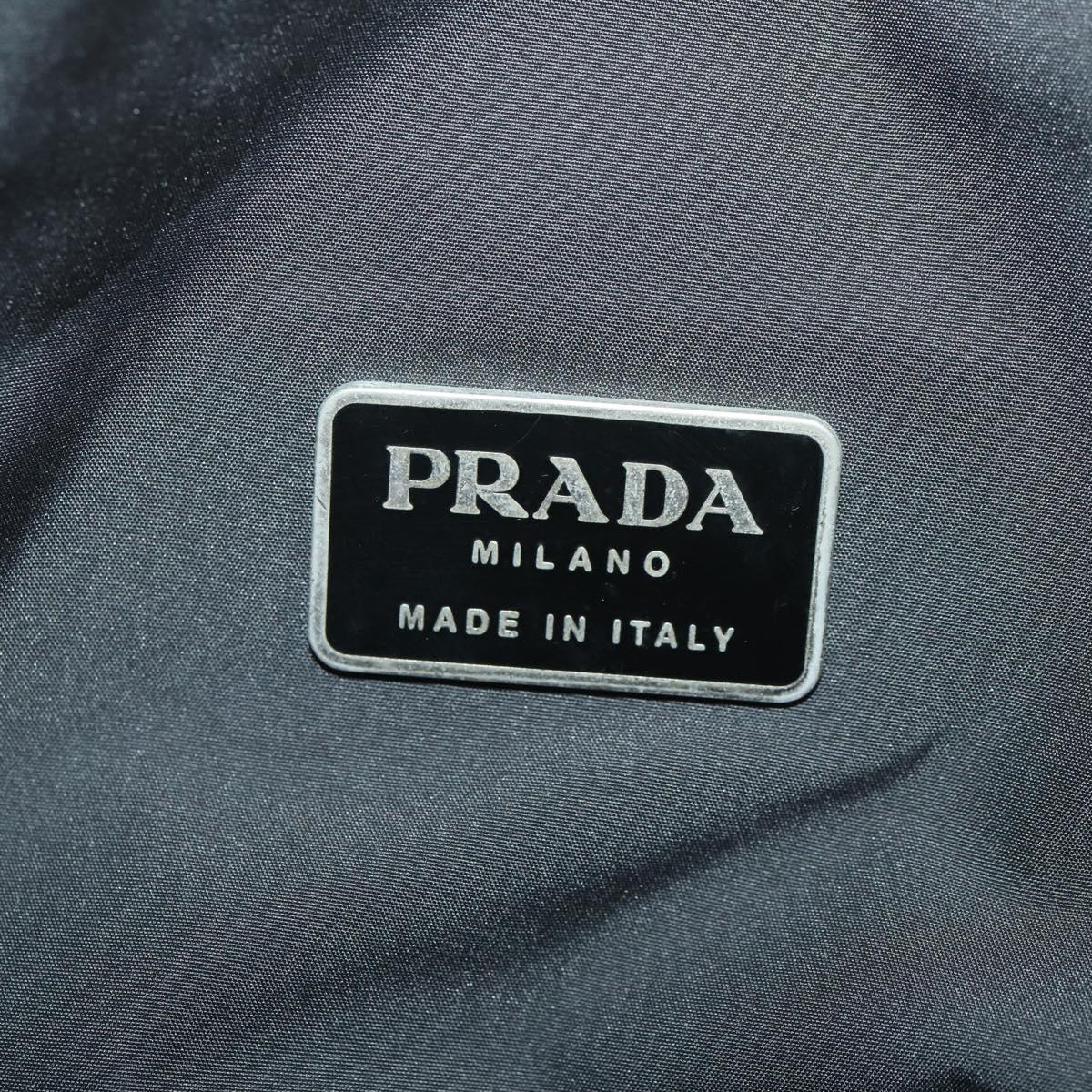 PRADA Sports Body Bag Nylon Black Silver Auth 172262