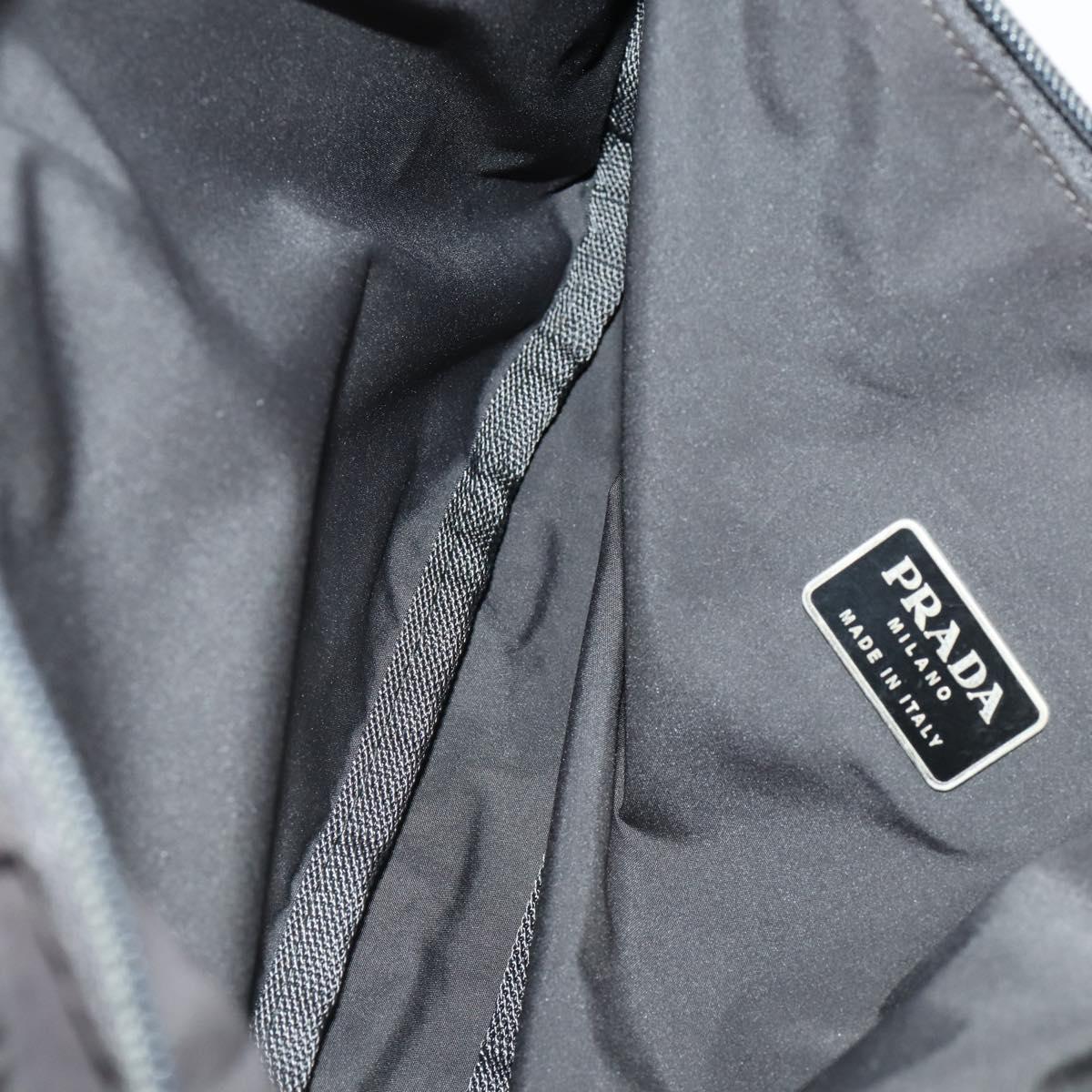 PRADA Sports Body Bag Nylon Black Silver Auth 172262
