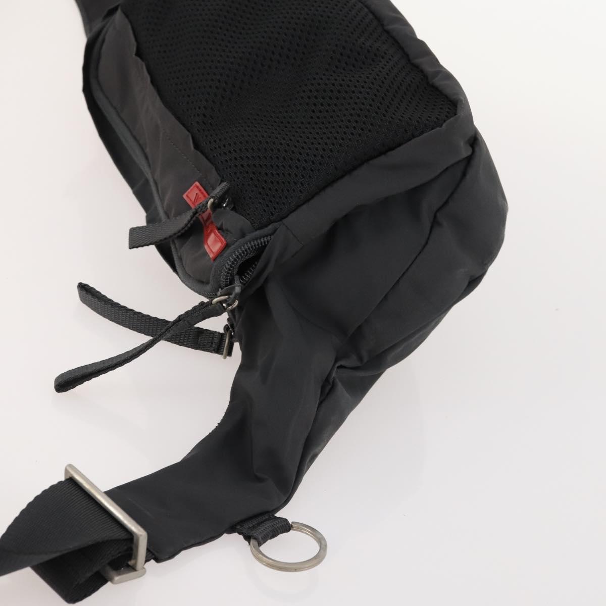 PRADA Sports Body Bag Nylon Black Silver Auth 172262