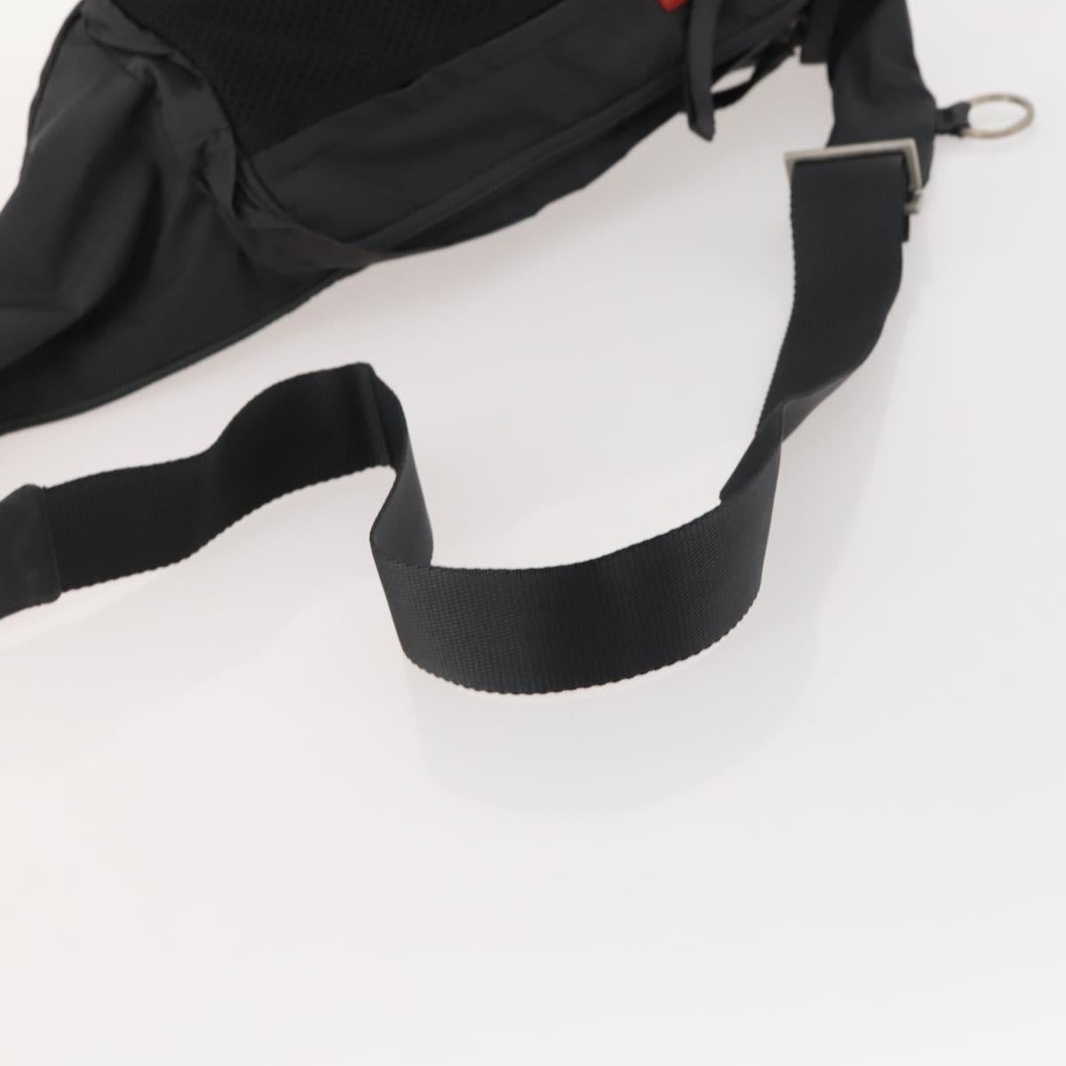 PRADA Sports Body Bag Nylon Black Silver Auth 172262