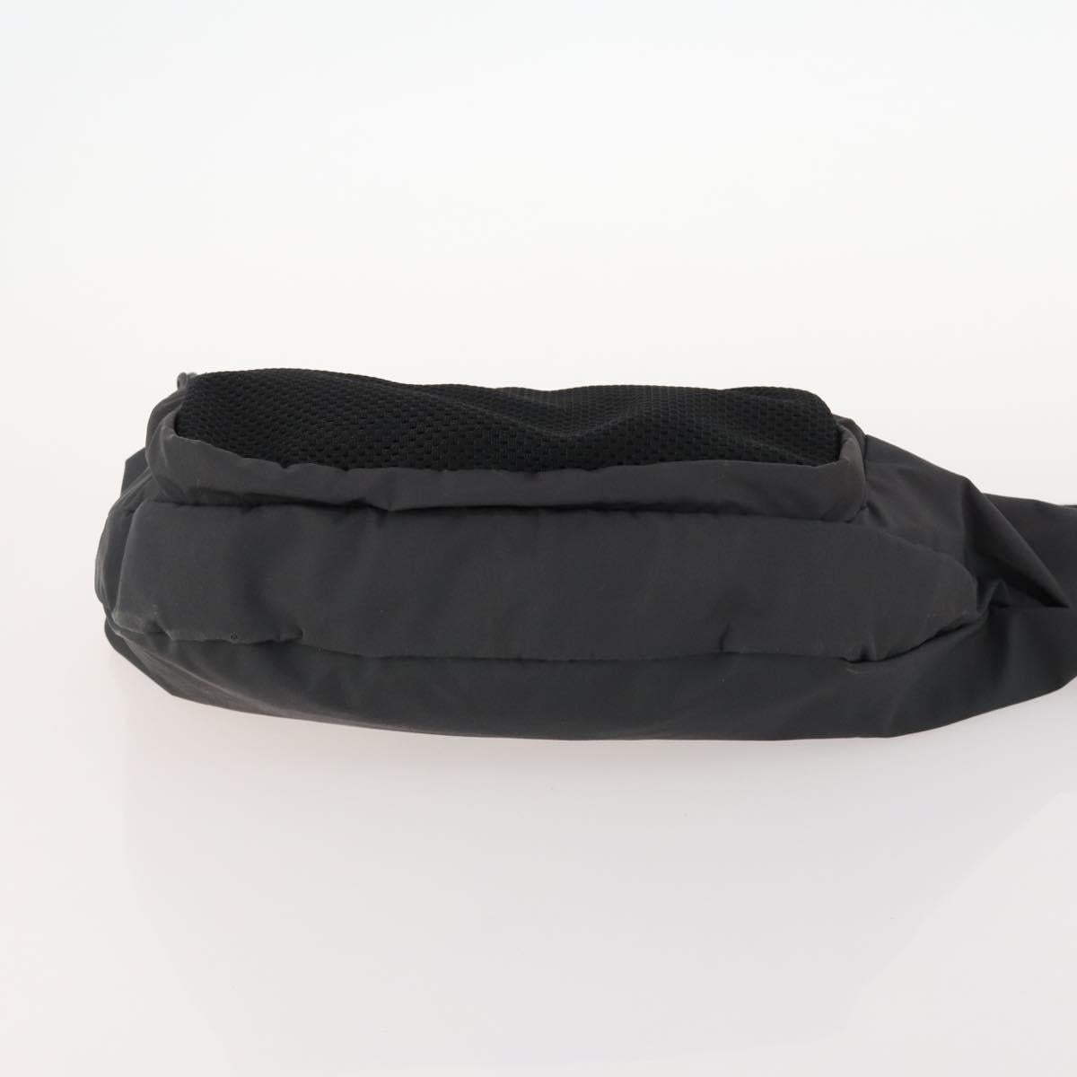PRADA Sports Body Bag Nylon Black Silver Auth 172262
