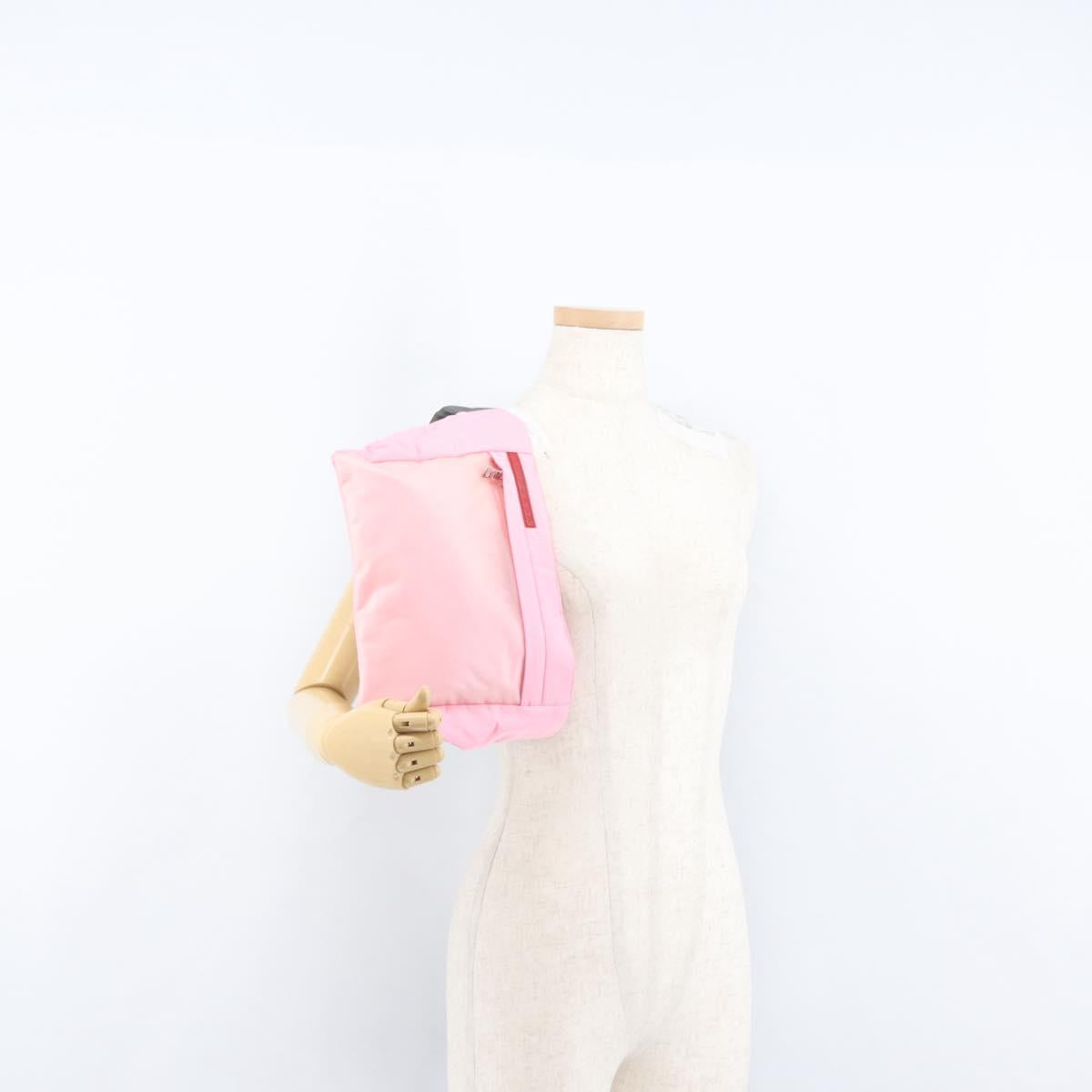 PRADA Sports Body Bag Nylon Pink Silver Auth 172263