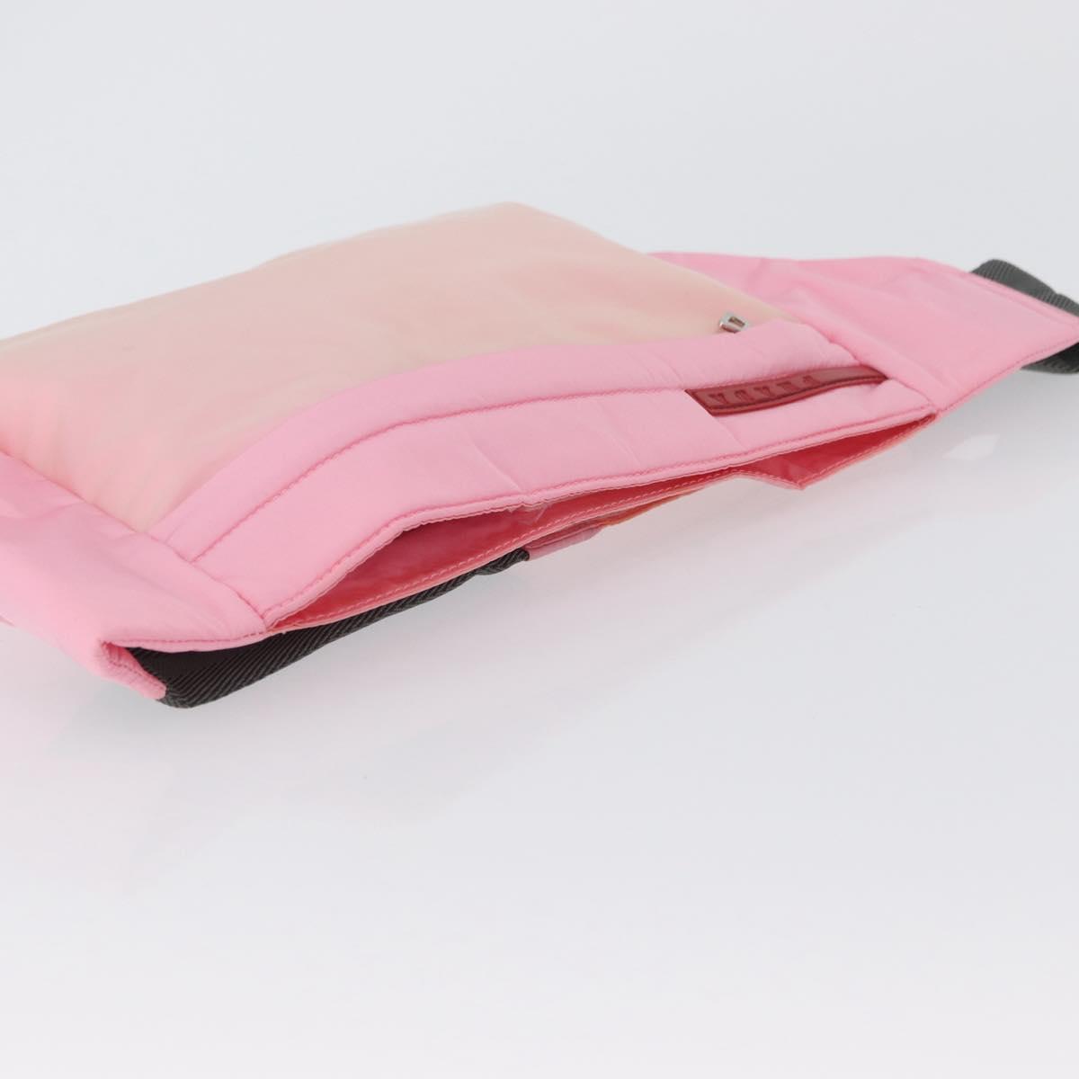 PRADA Sports Body Bag Nylon Pink Silver Auth 172263