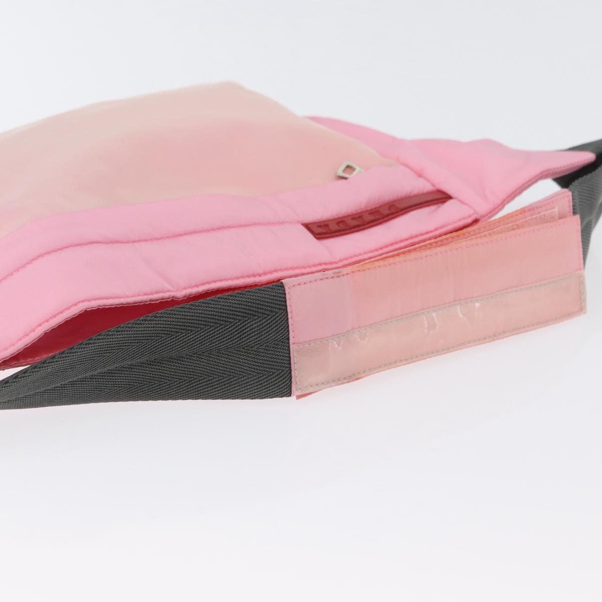 PRADA Sports Body Bag Nylon Pink Silver Auth 172263