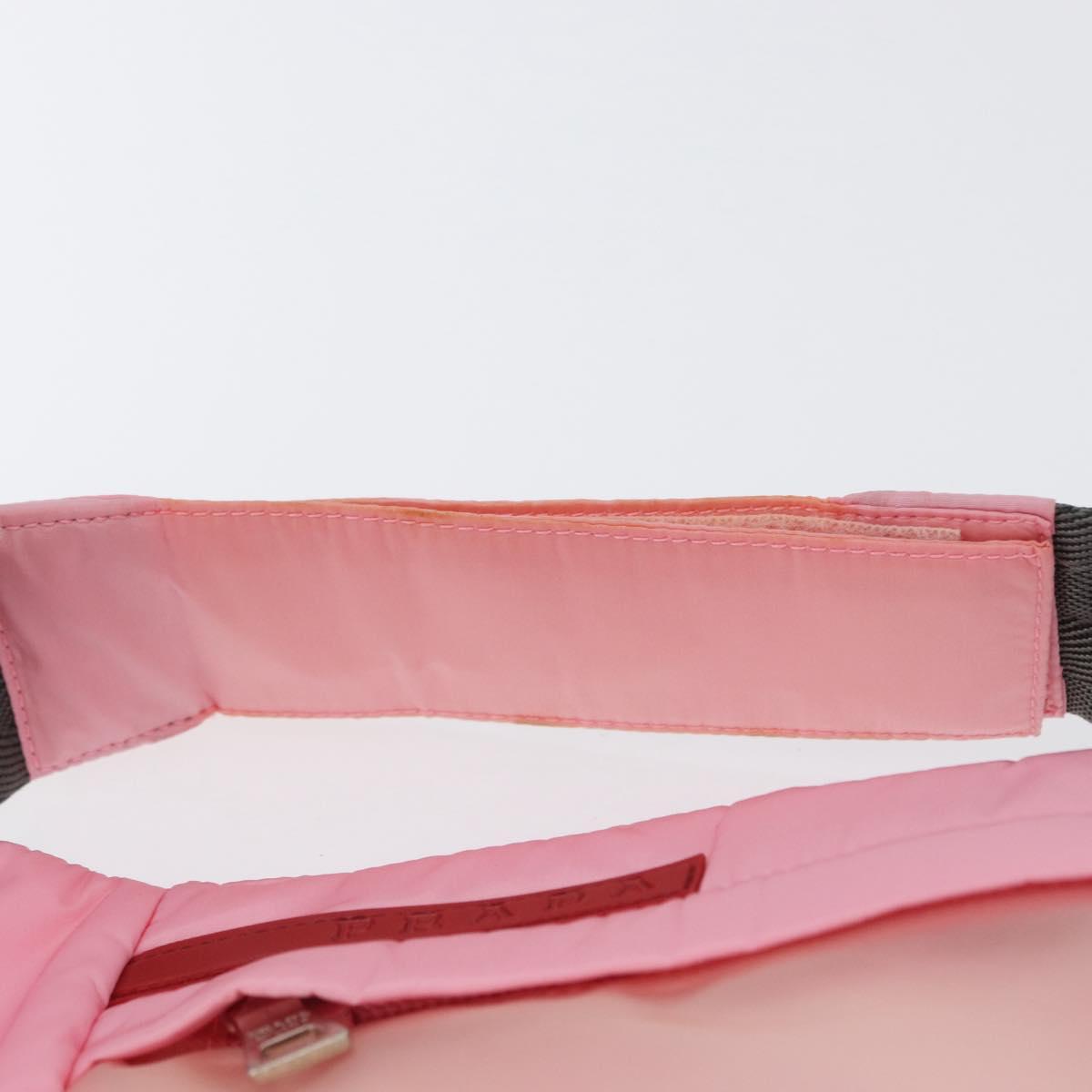 PRADA Sports Body Bag Nylon Pink Silver Auth 172263