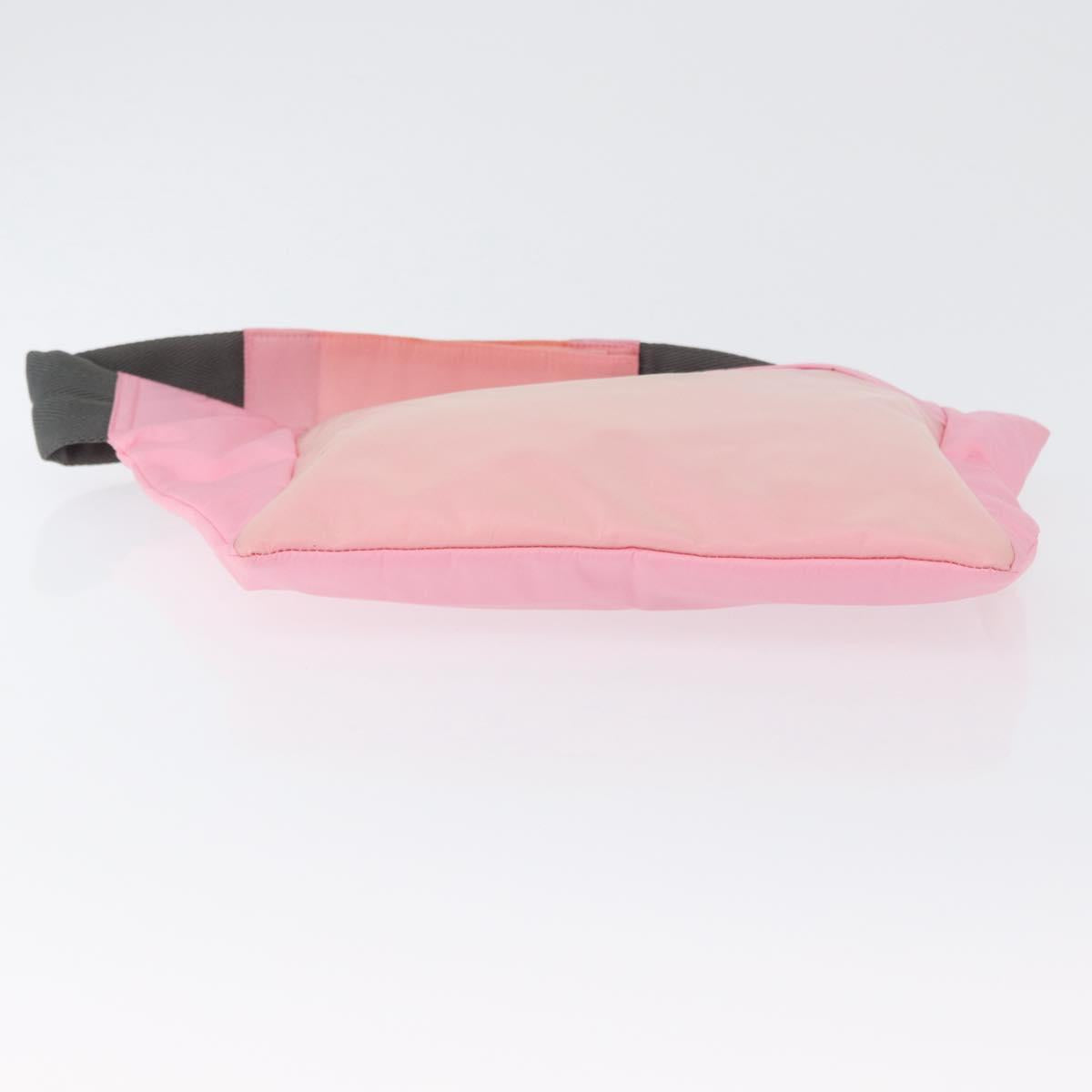 PRADA Sports Body Bag Nylon Pink Silver Auth 172263