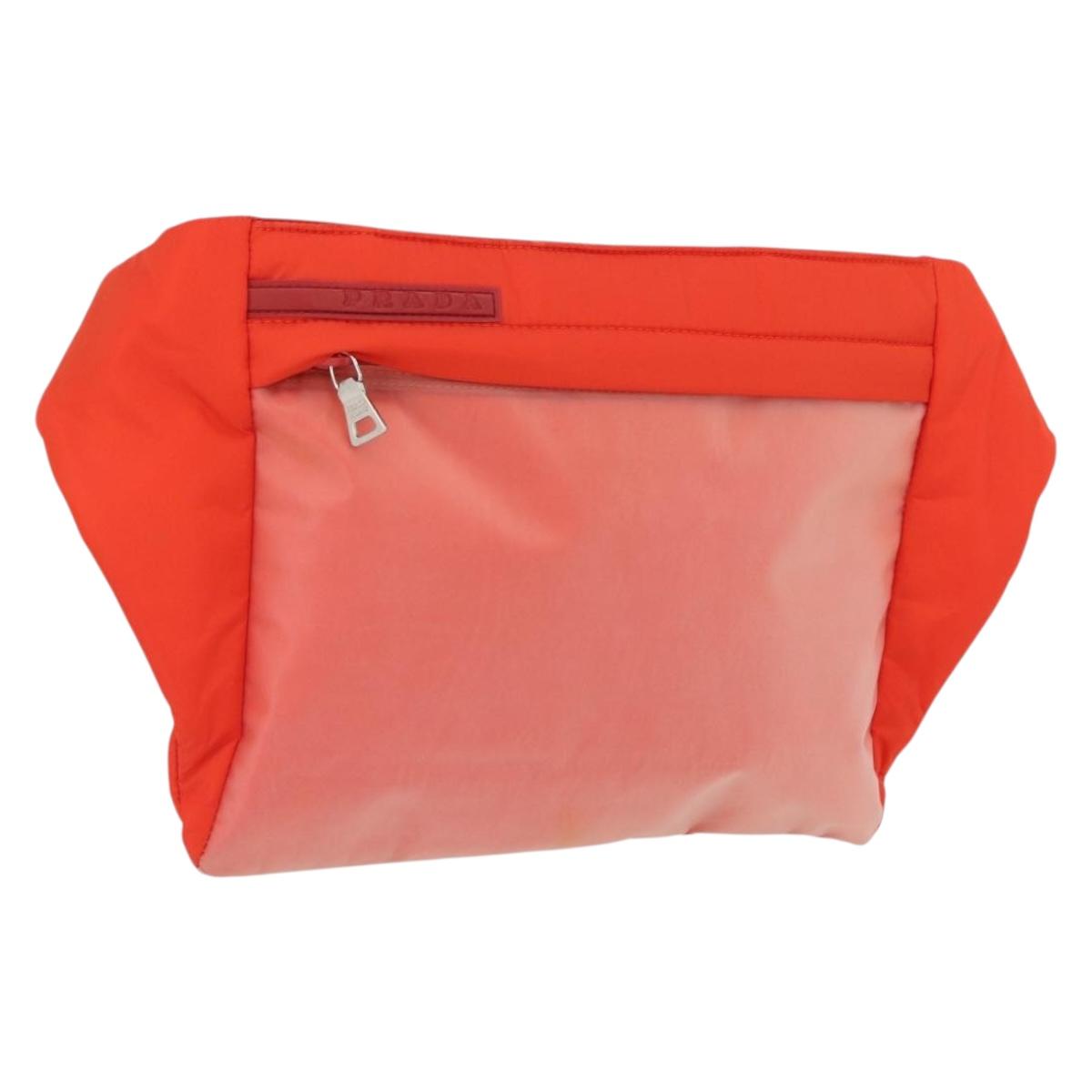PRADA Sports Body Bag Nylon Orange Silver Auth 172265