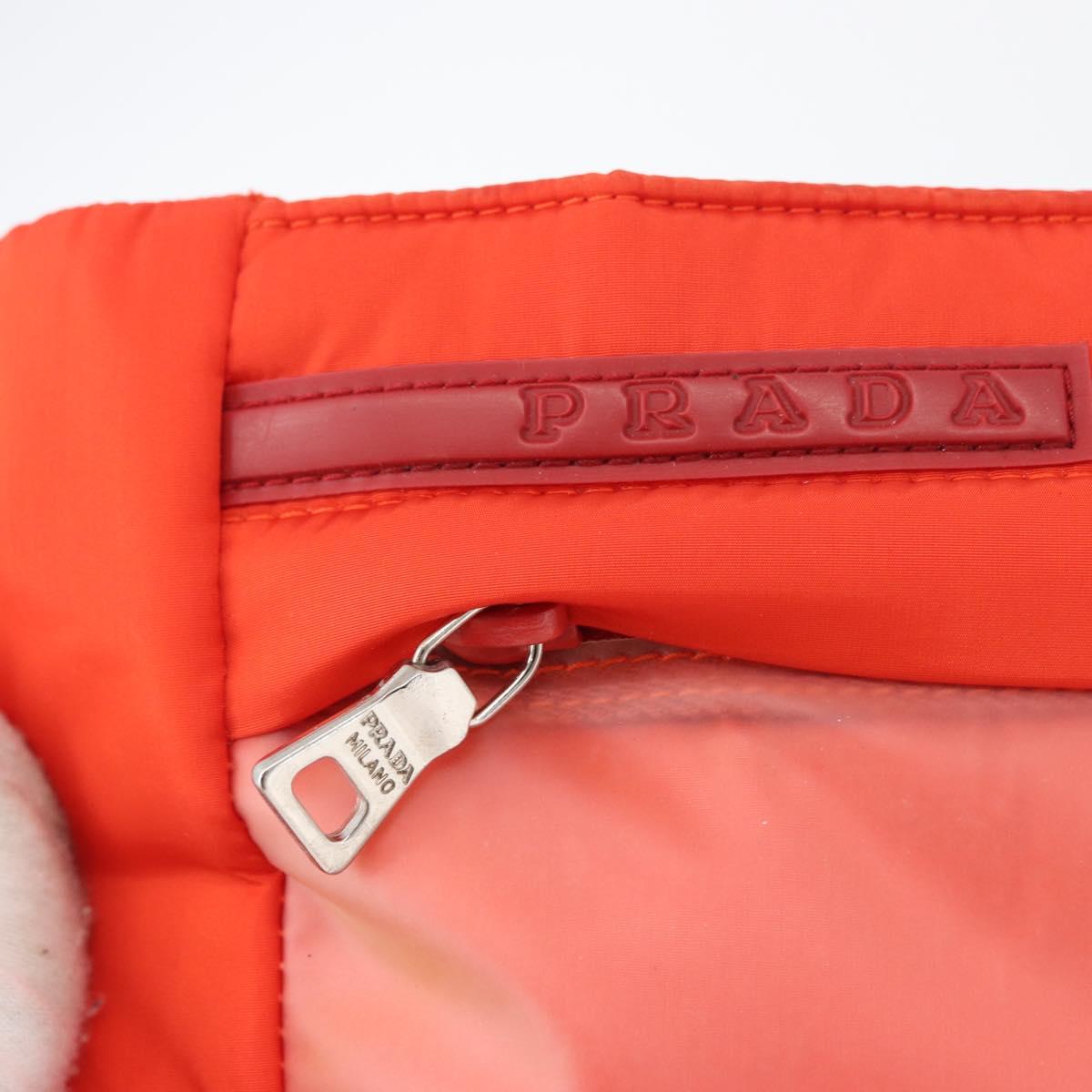 PRADA Sports Body Bag Nylon Orange Silver Auth 172265