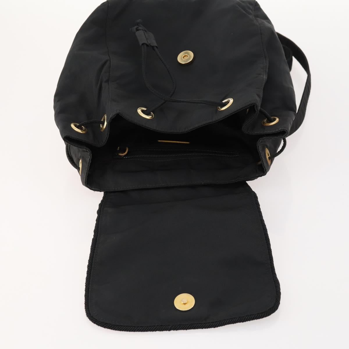 PRADA Backpack Nylon Black Gold Auth 172266