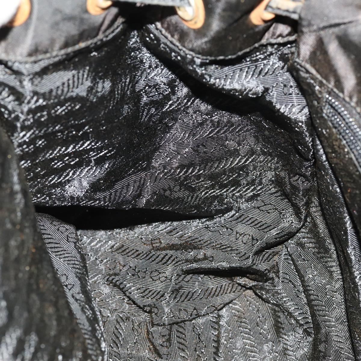 PRADA Backpack Nylon Black Gold Auth 172266