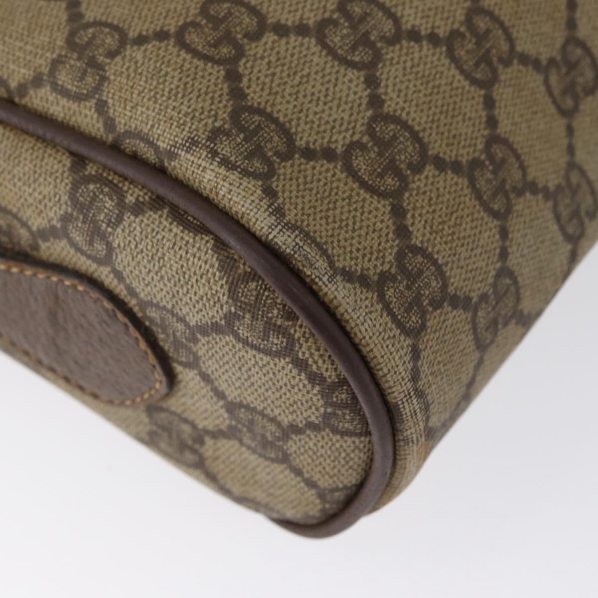 GUCCI GG Supreme Web Sherry Line Shoulder Bag PVC Beige Gold Auth 172270