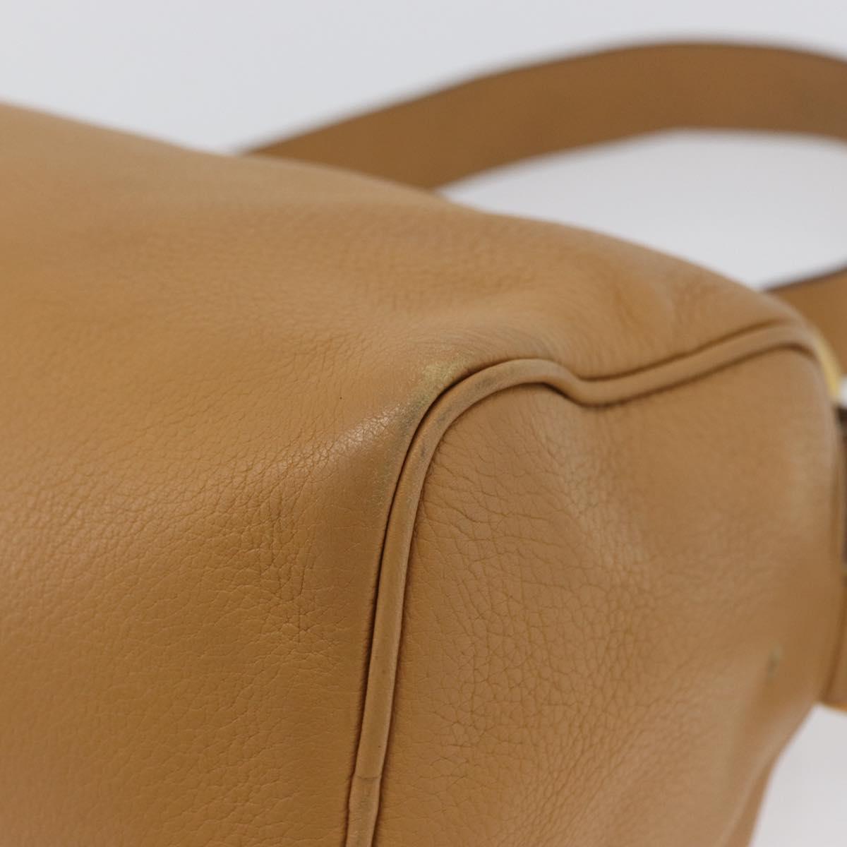 PRADA Shoulder Bag Leather Brown Gold Auth 172272