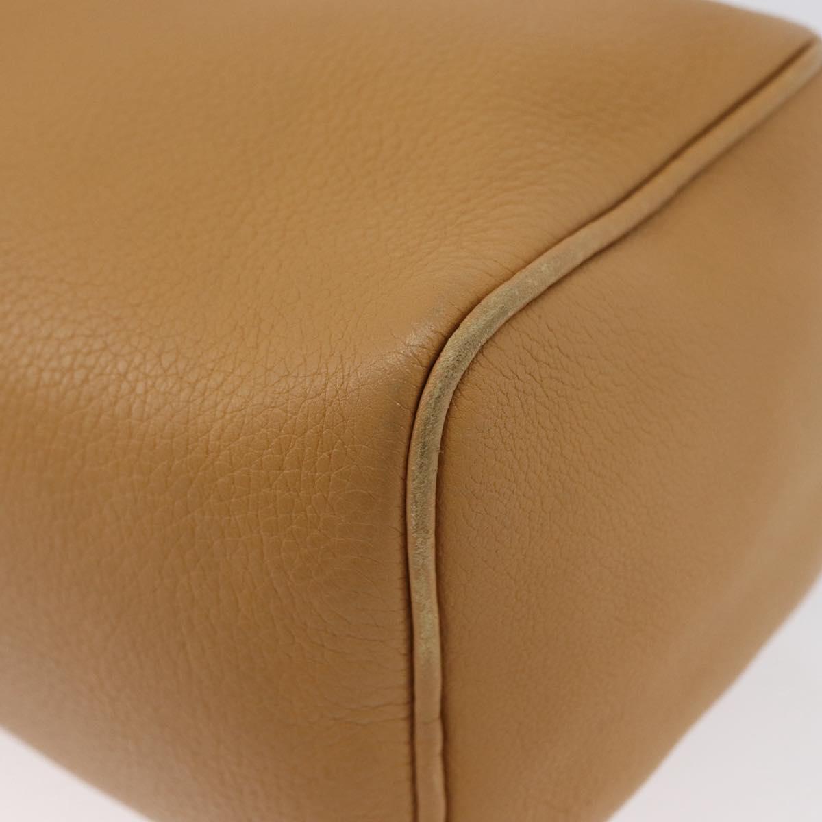 PRADA Shoulder Bag Leather Brown Gold Auth 172272