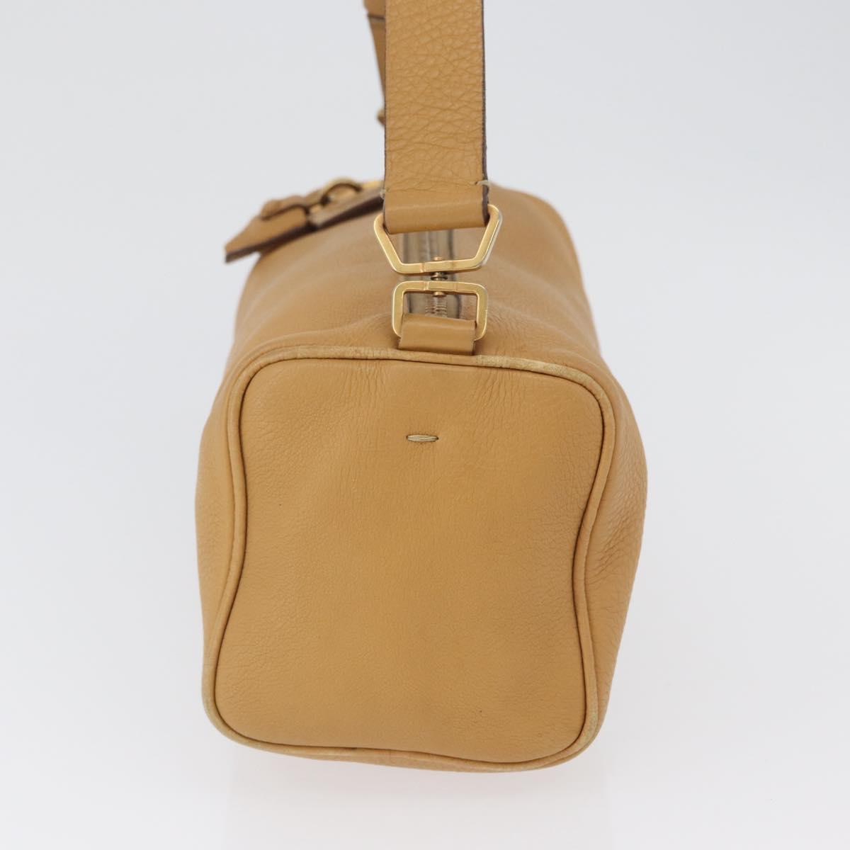 PRADA Shoulder Bag Leather Brown Gold Auth 172272