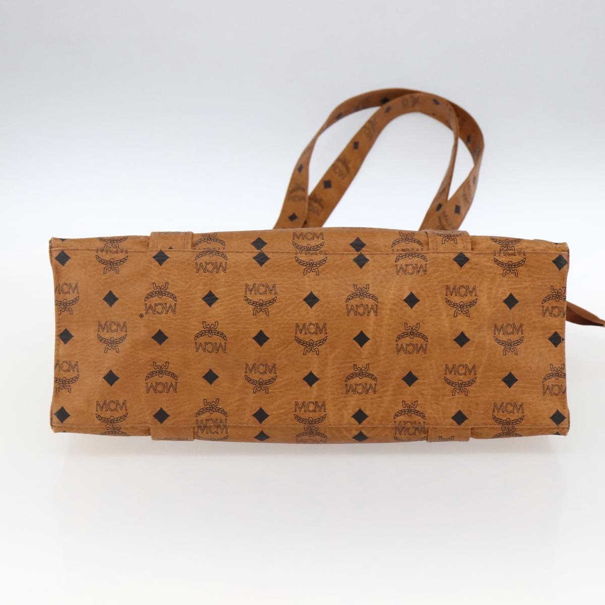 MCM Logogram Vicetos Tote Bag PVC Brown Gold Auth 172274
