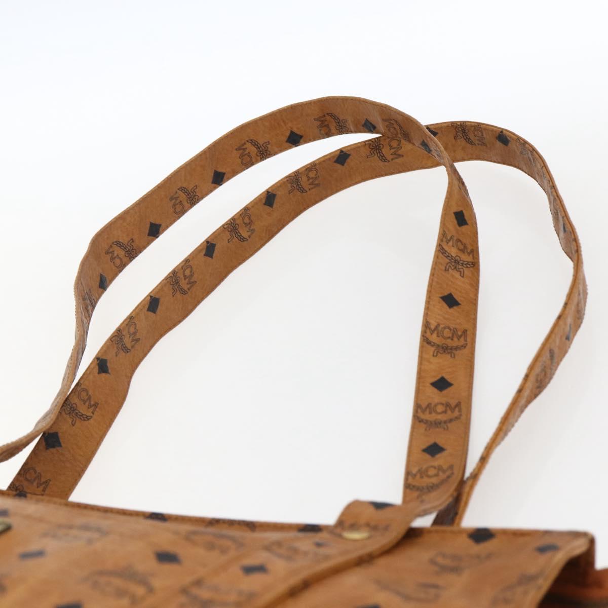 MCM Logogram Vicetos Tote Bag PVC Brown Gold Auth 172275