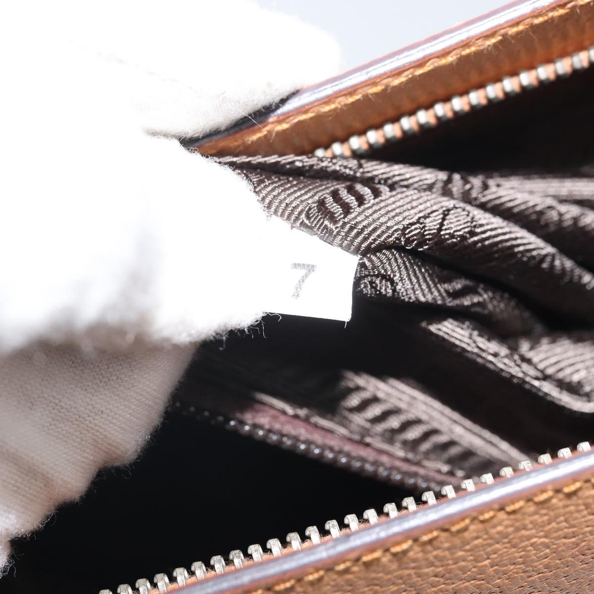 PRADA Hand Bag Leather Brown Silver Auth 172276