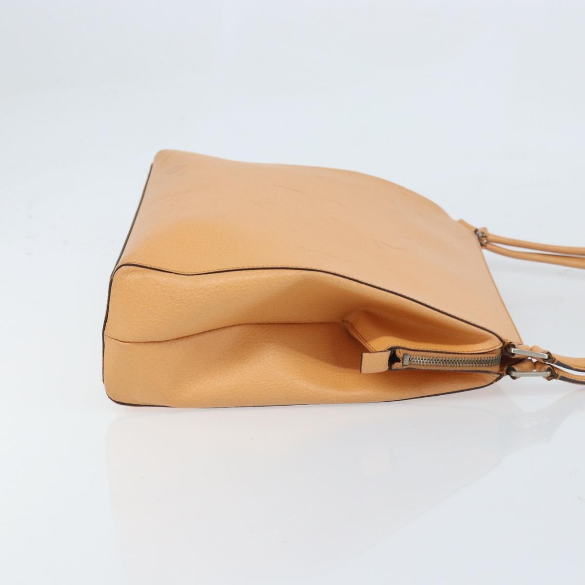 PRADA Hand Bag Leather Brown Silver Auth 172276