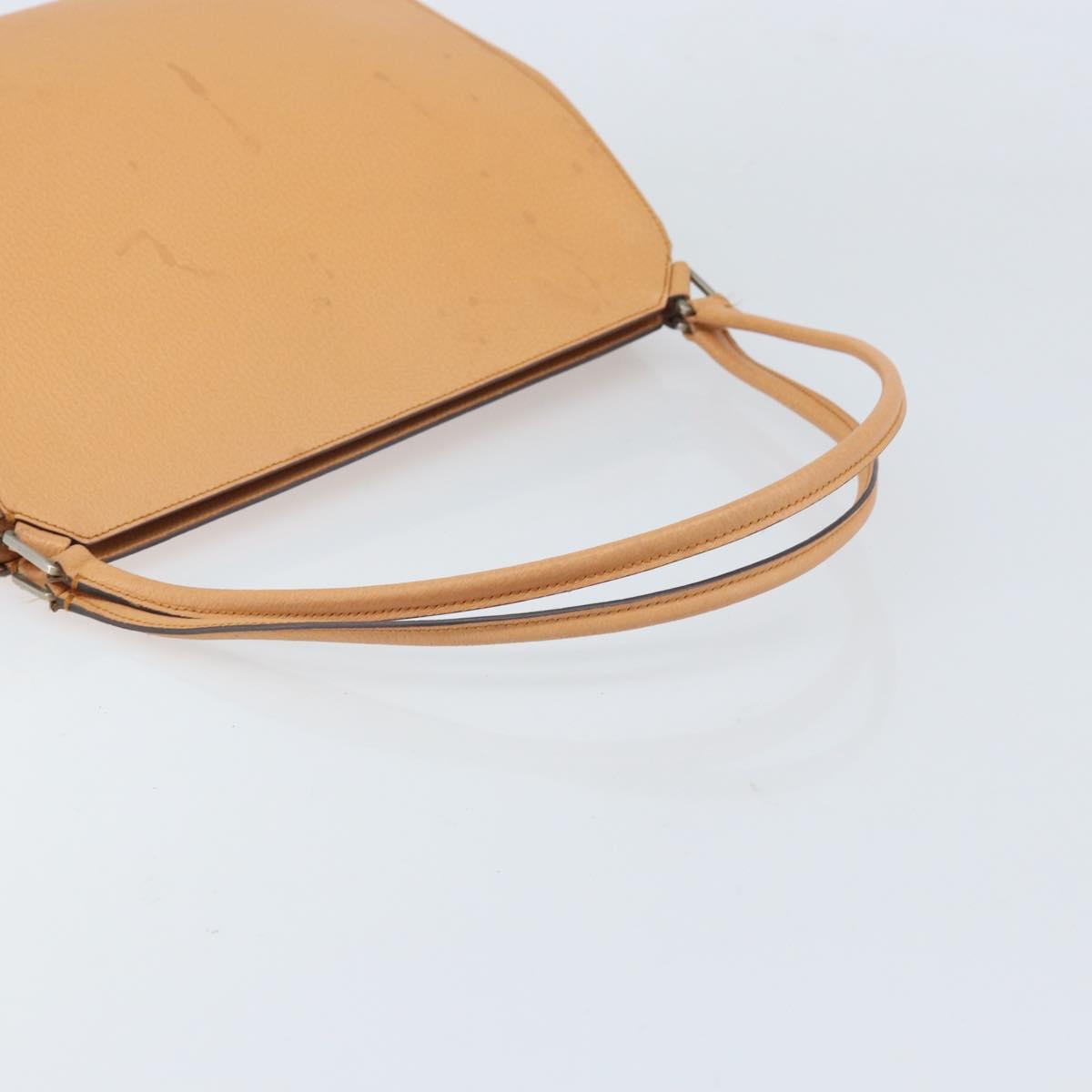 PRADA Hand Bag Leather Brown Silver Auth 172276