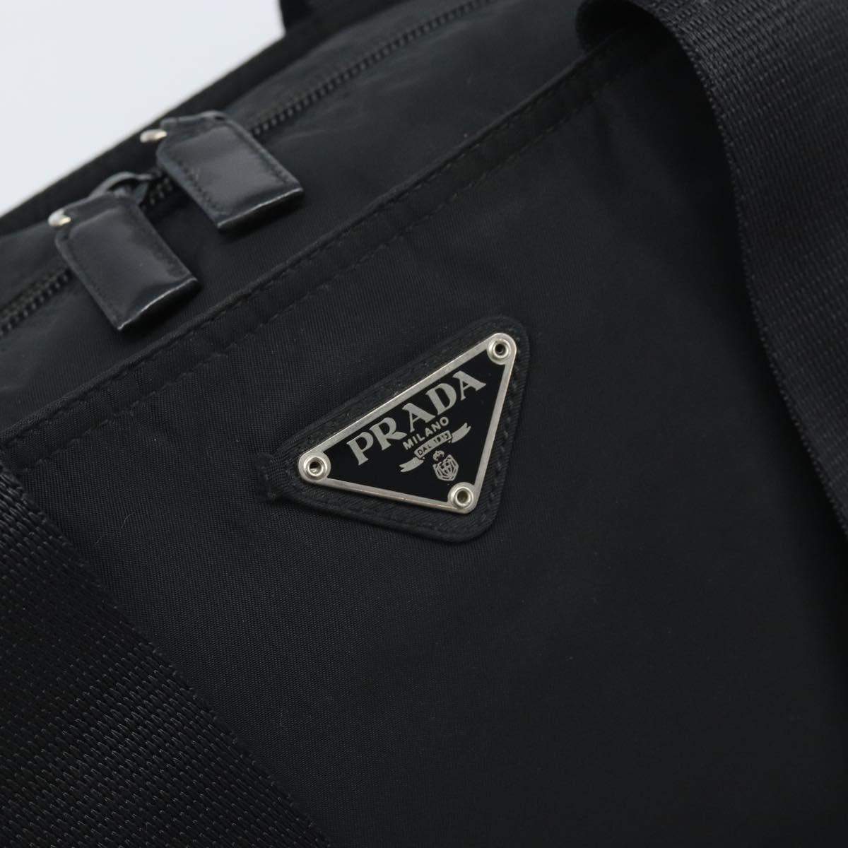 PRADA Hand Bag Nylon Black Silver Auth 172278A