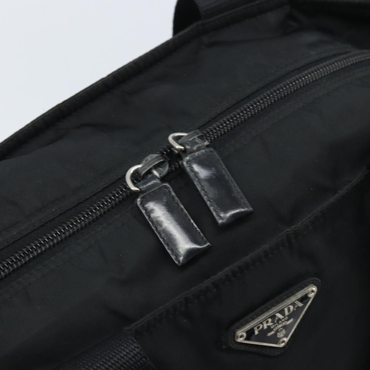PRADA Hand Bag Nylon Black Silver Auth 172278A