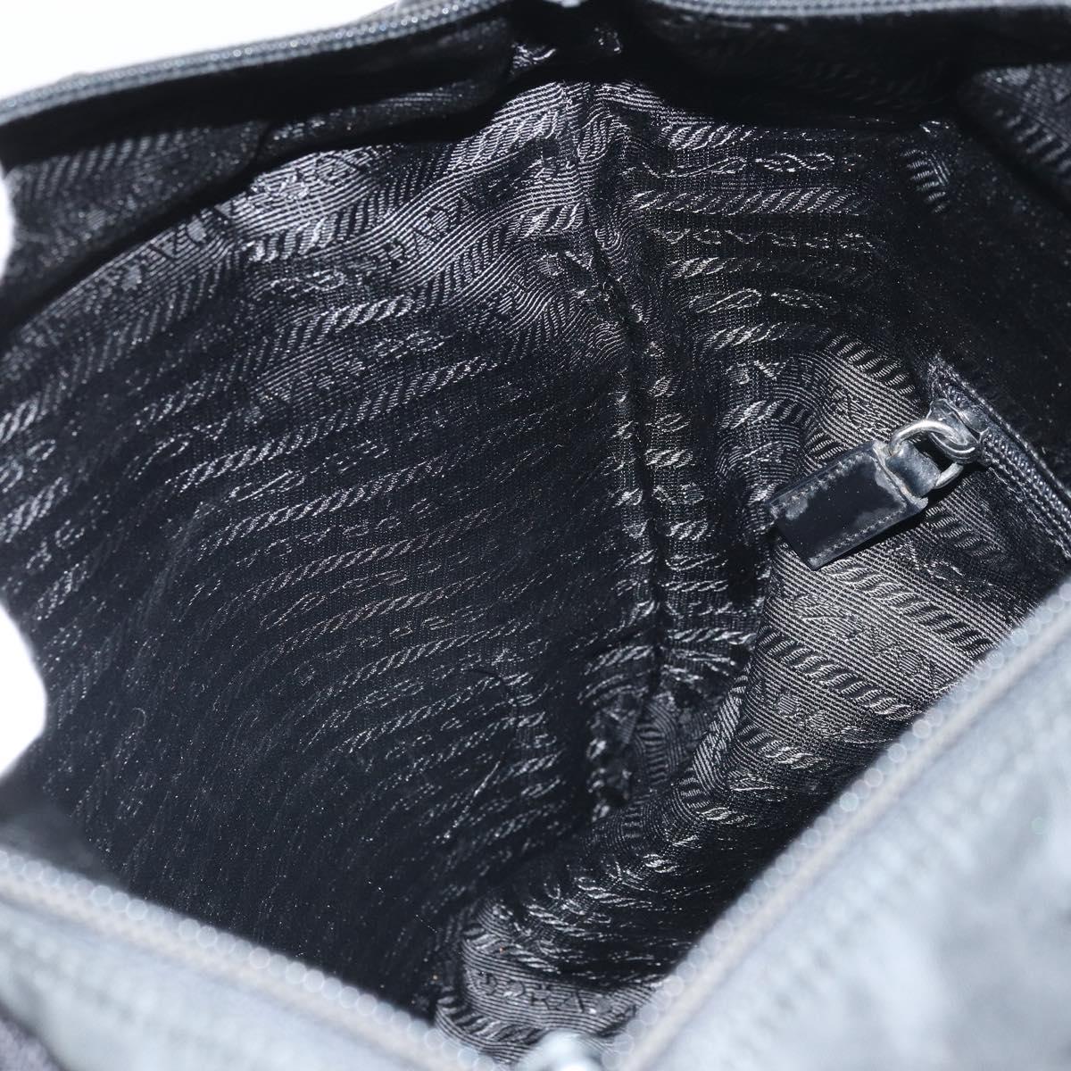 PRADA Hand Bag Nylon Black Silver Auth 172278A