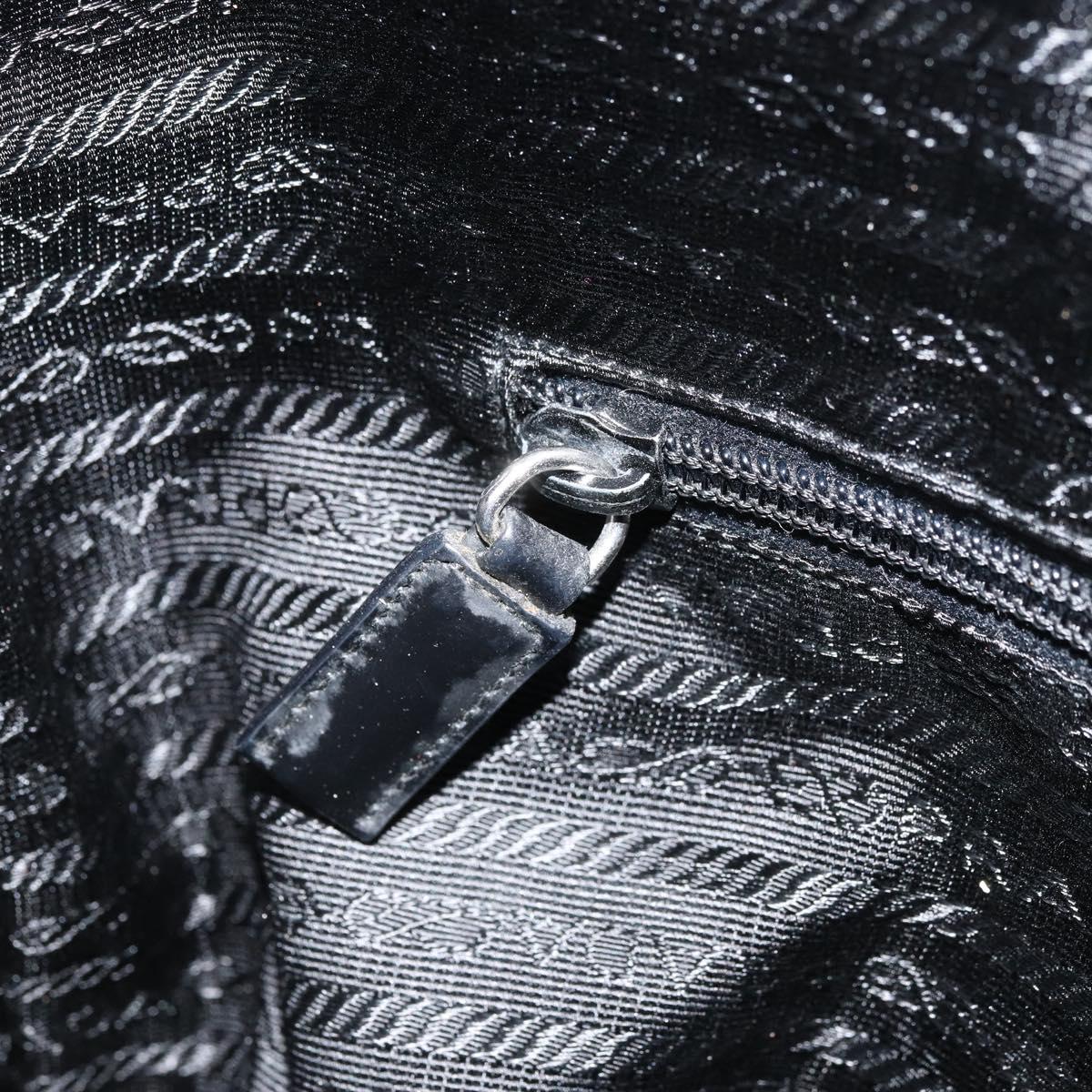 PRADA Hand Bag Nylon Black Silver Auth 172278A