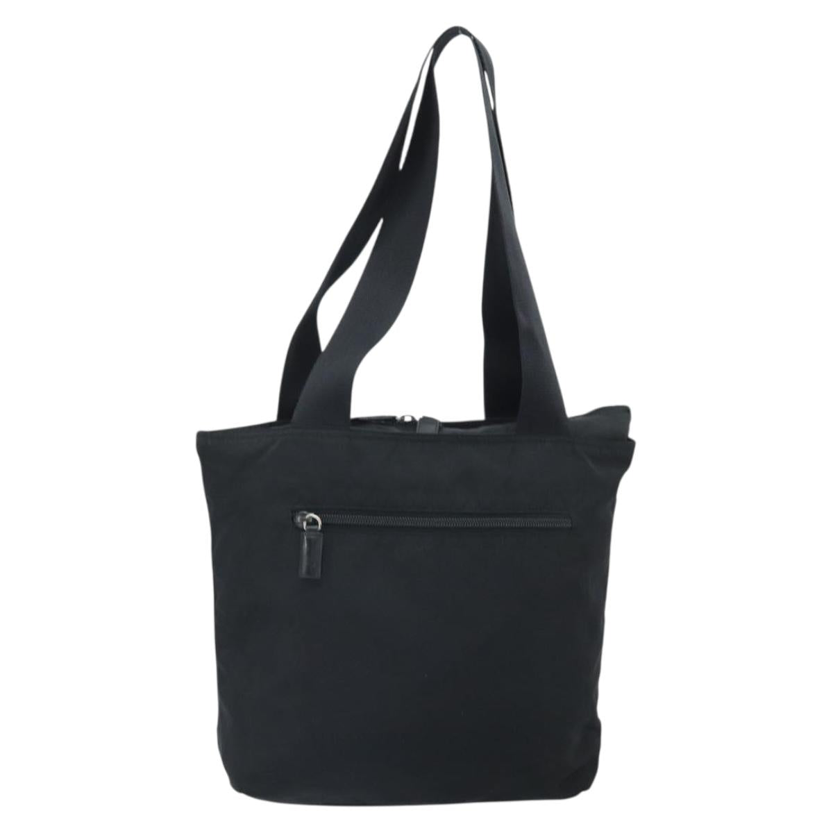 PRADA Hand Bag Nylon Black Silver Auth 172278A