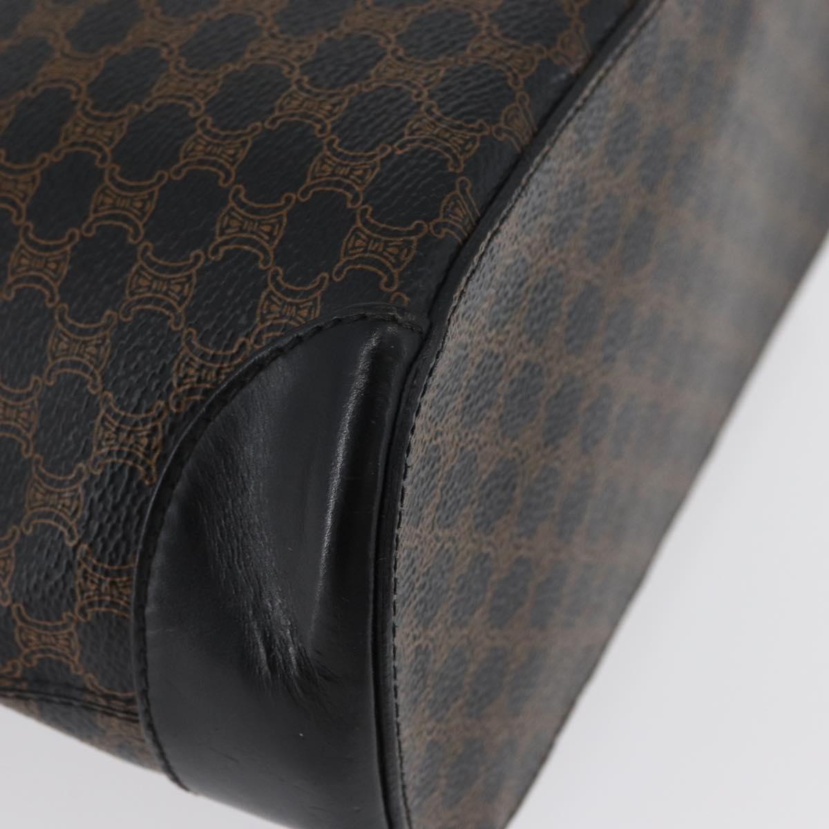 CELINE Macadam Canvas Tote Bag PVC Leather Black Gold Auth 172280