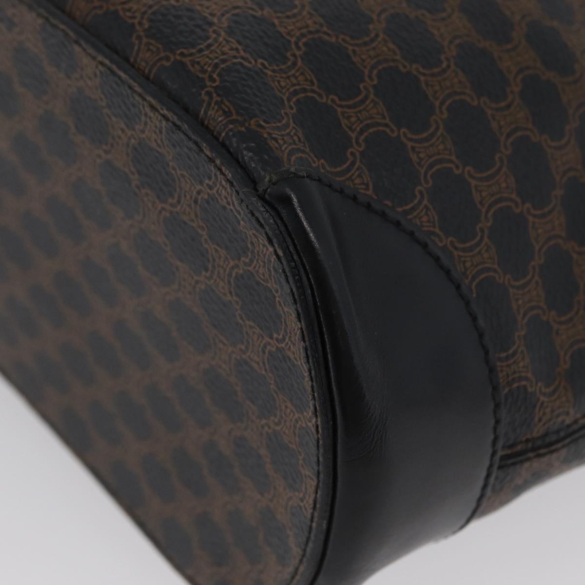 CELINE Macadam Canvas Tote Bag PVC Leather Black Gold Auth 172280
