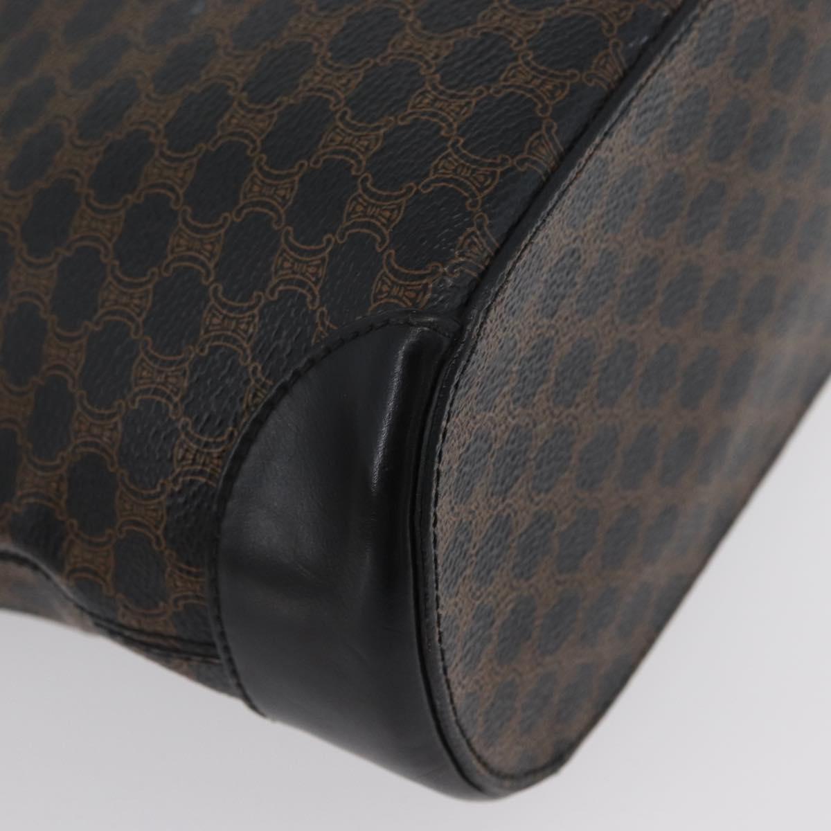 CELINE Macadam Canvas Tote Bag PVC Leather Black Gold Auth 172280