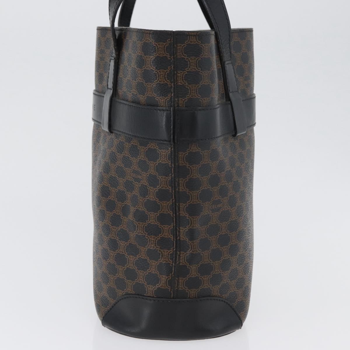CELINE Macadam Canvas Tote Bag PVC Leather Black Gold Auth 172280