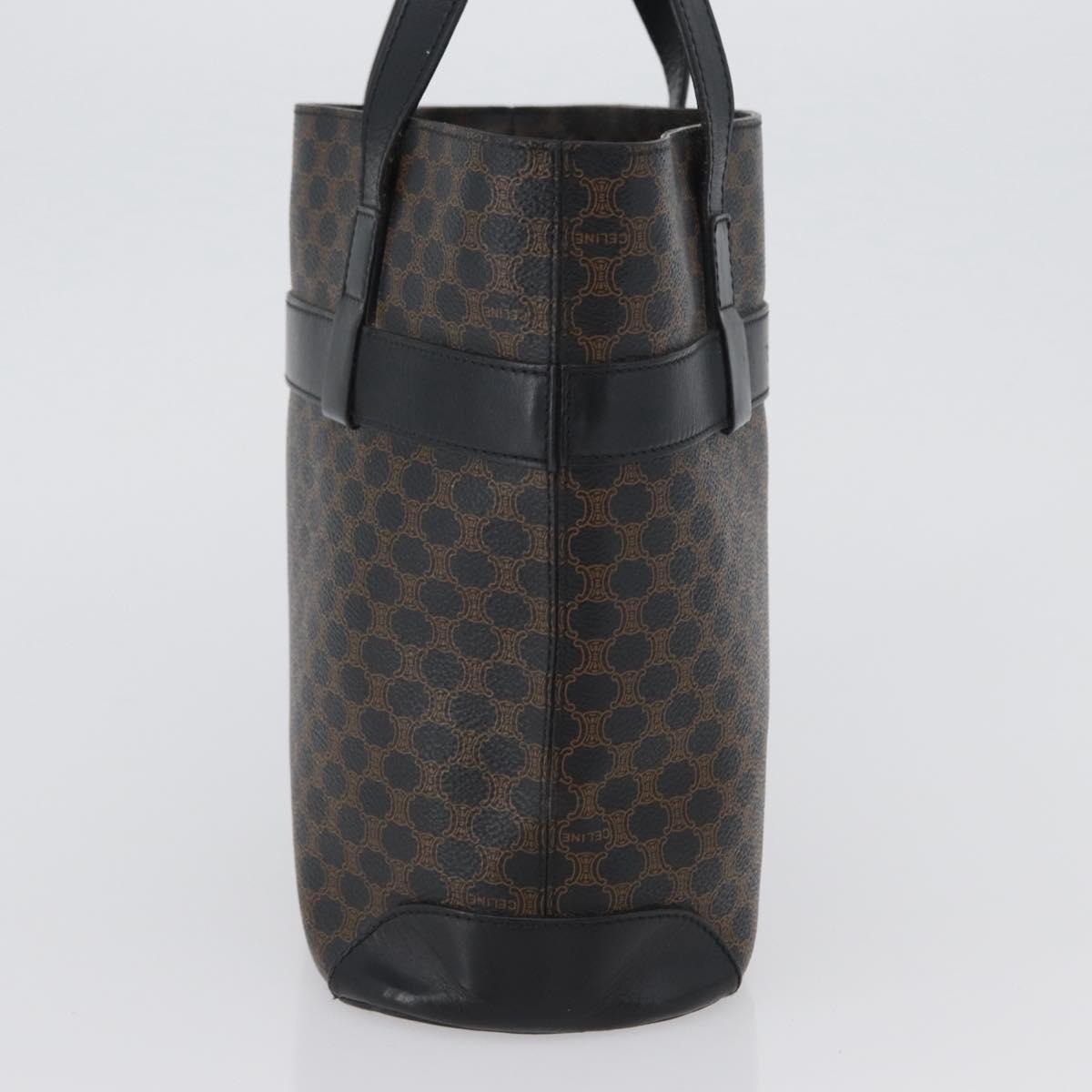 CELINE Macadam Canvas Tote Bag PVC Leather Black Gold Auth 172280
