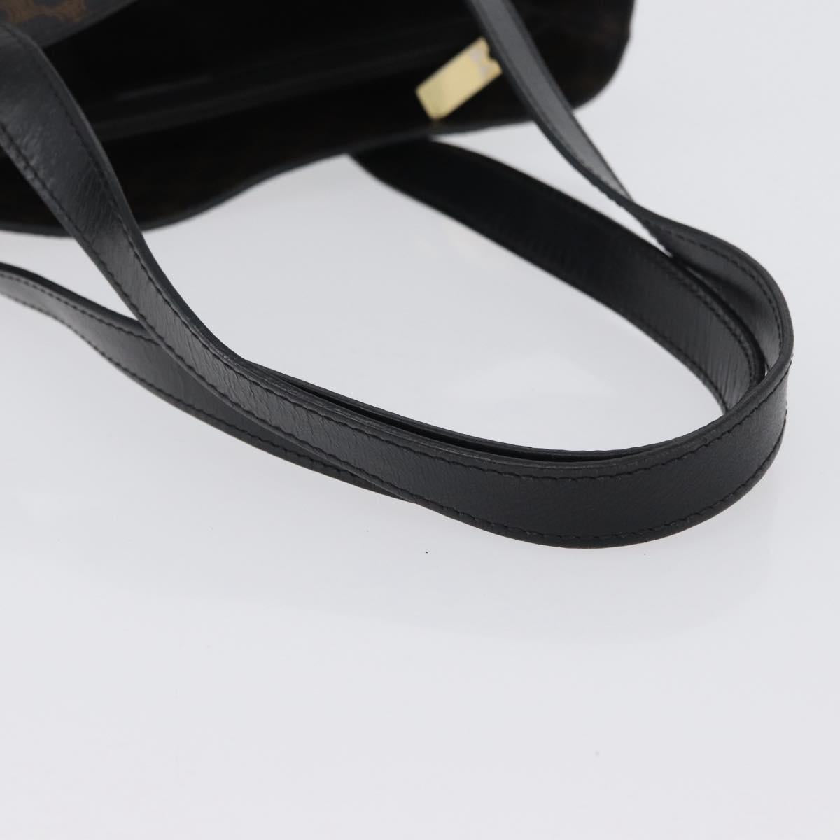 CELINE Macadam Canvas Tote Bag PVC Leather Black Gold Auth 172280