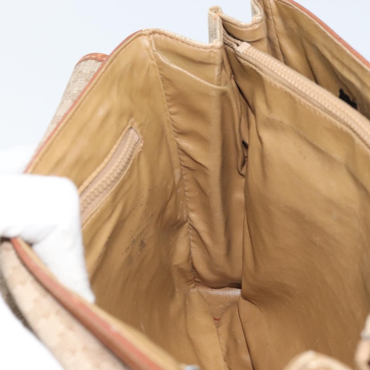 CELINE Macadam Canvas Hand Bag PVC Leather Beige Gold Auth 172281